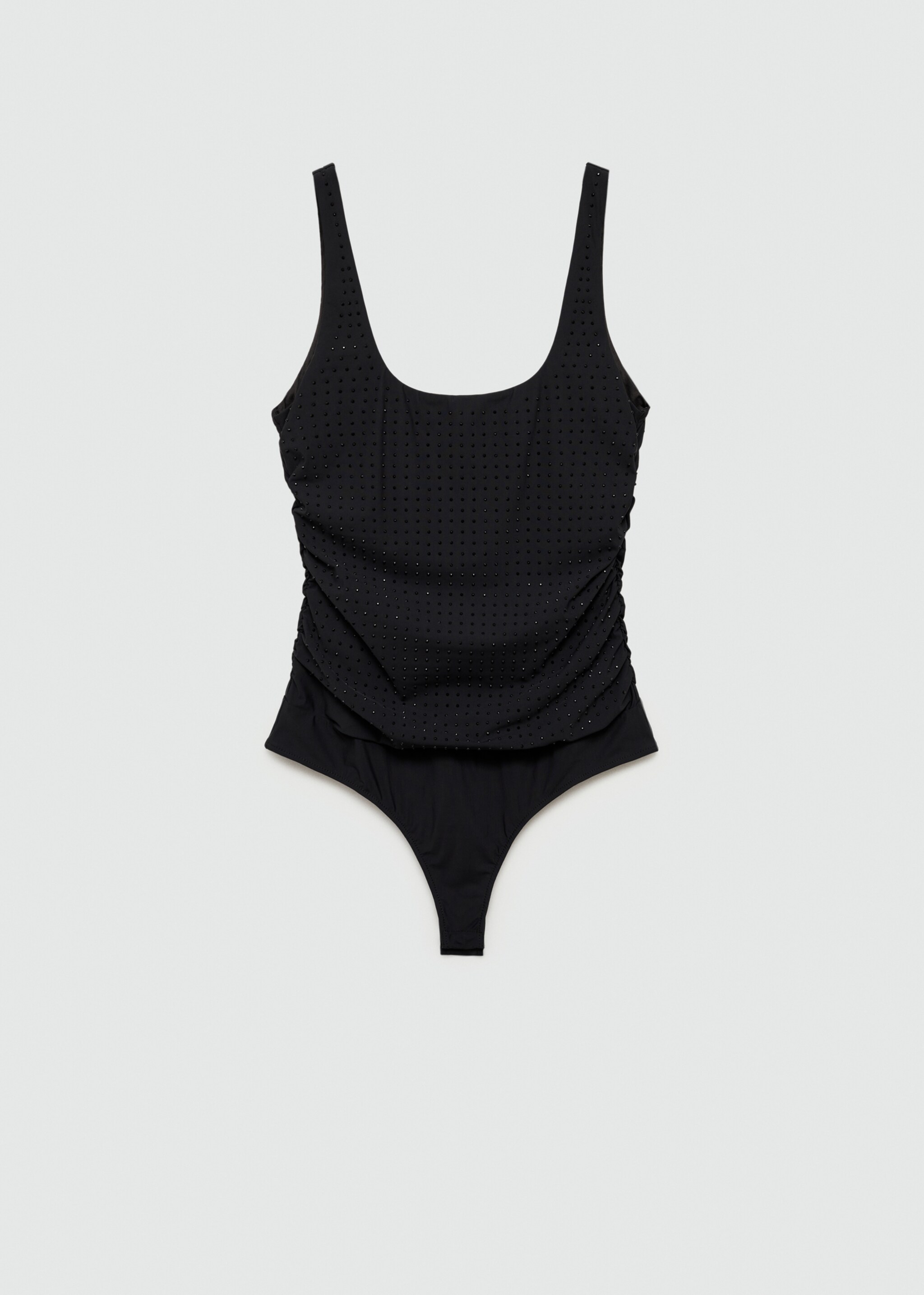 Gathered bodysuit with rhinestone detail - Article without model, Black. Ref: 77099057-00.