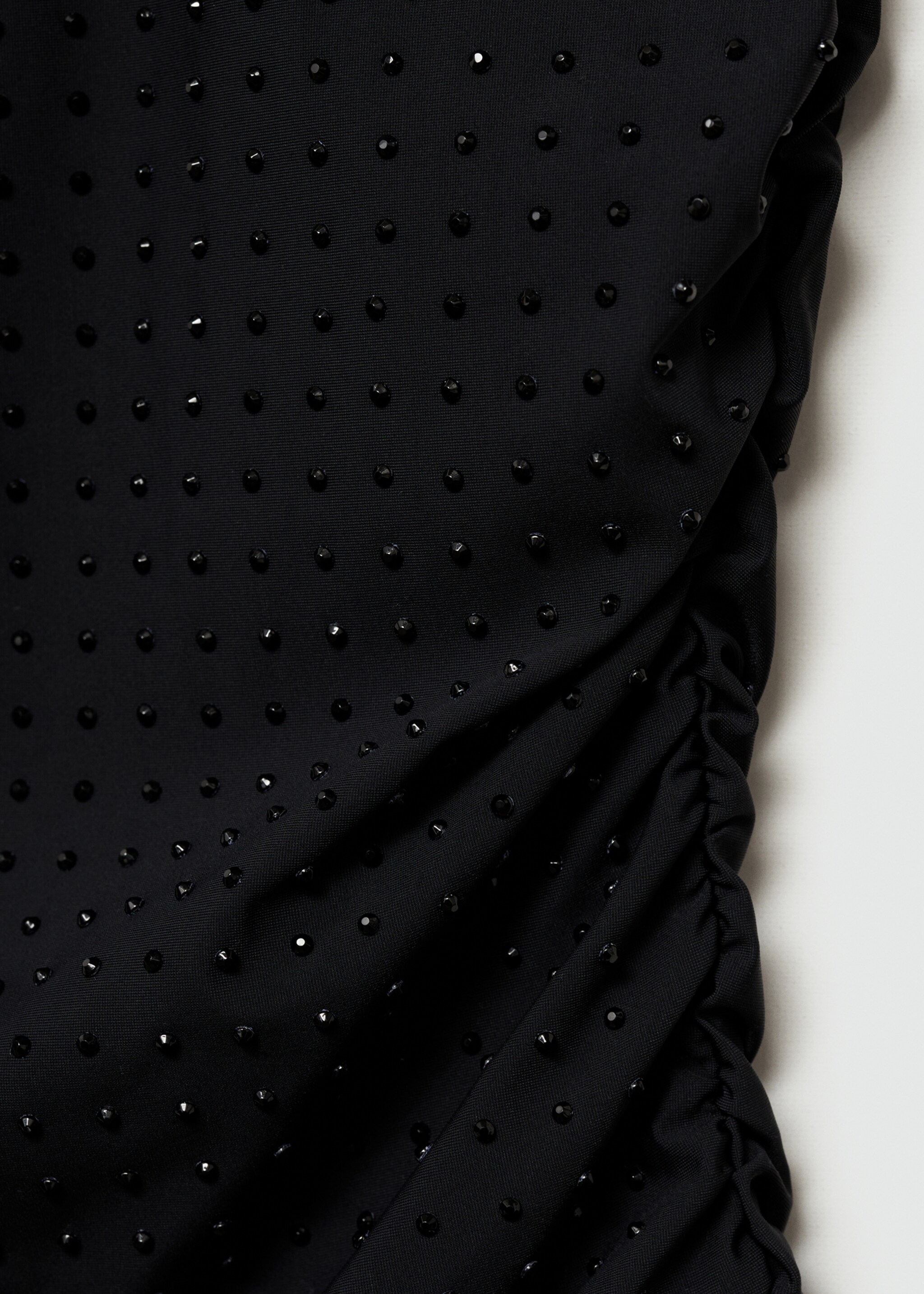 Gathered bodysuit with rhinestone detail - Details of the article 8, Black. Ref: 77099057-00.
