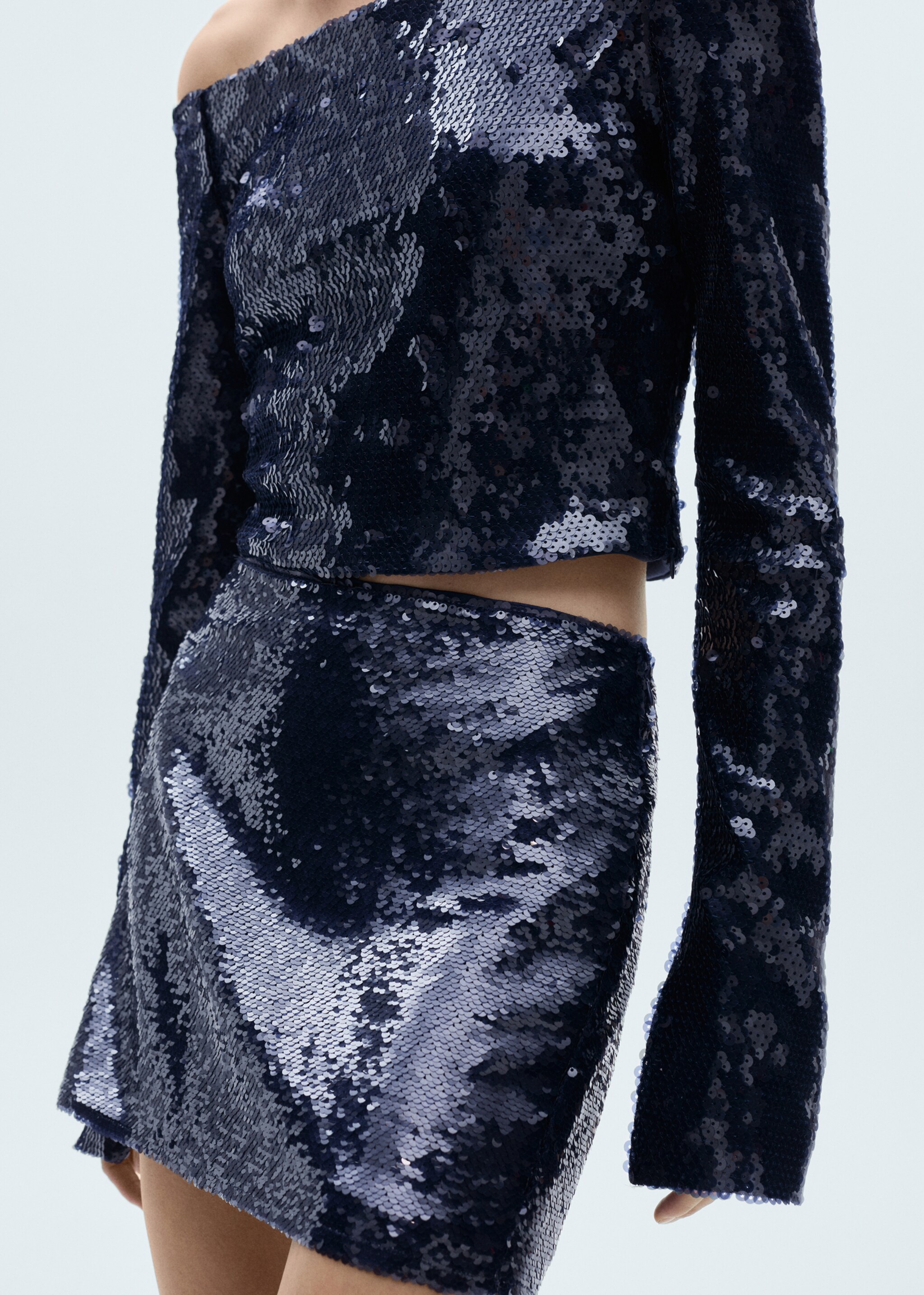 Sequin miniskirt - Medium plane, Night Blue. Ref: 77099059-00.