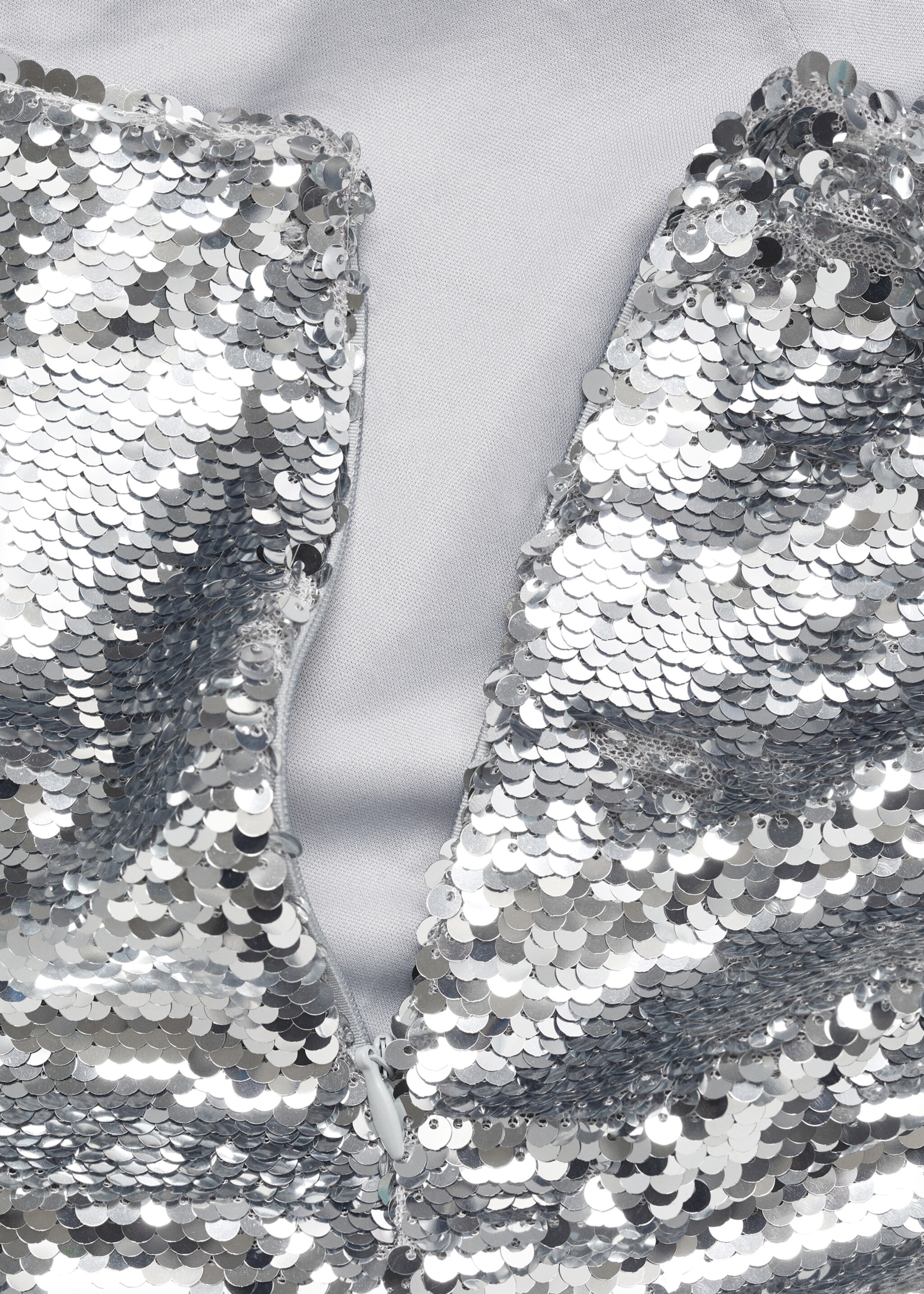 Sequin miniskirt - Details of the article 0, Silver. Ref: 77099059-00.