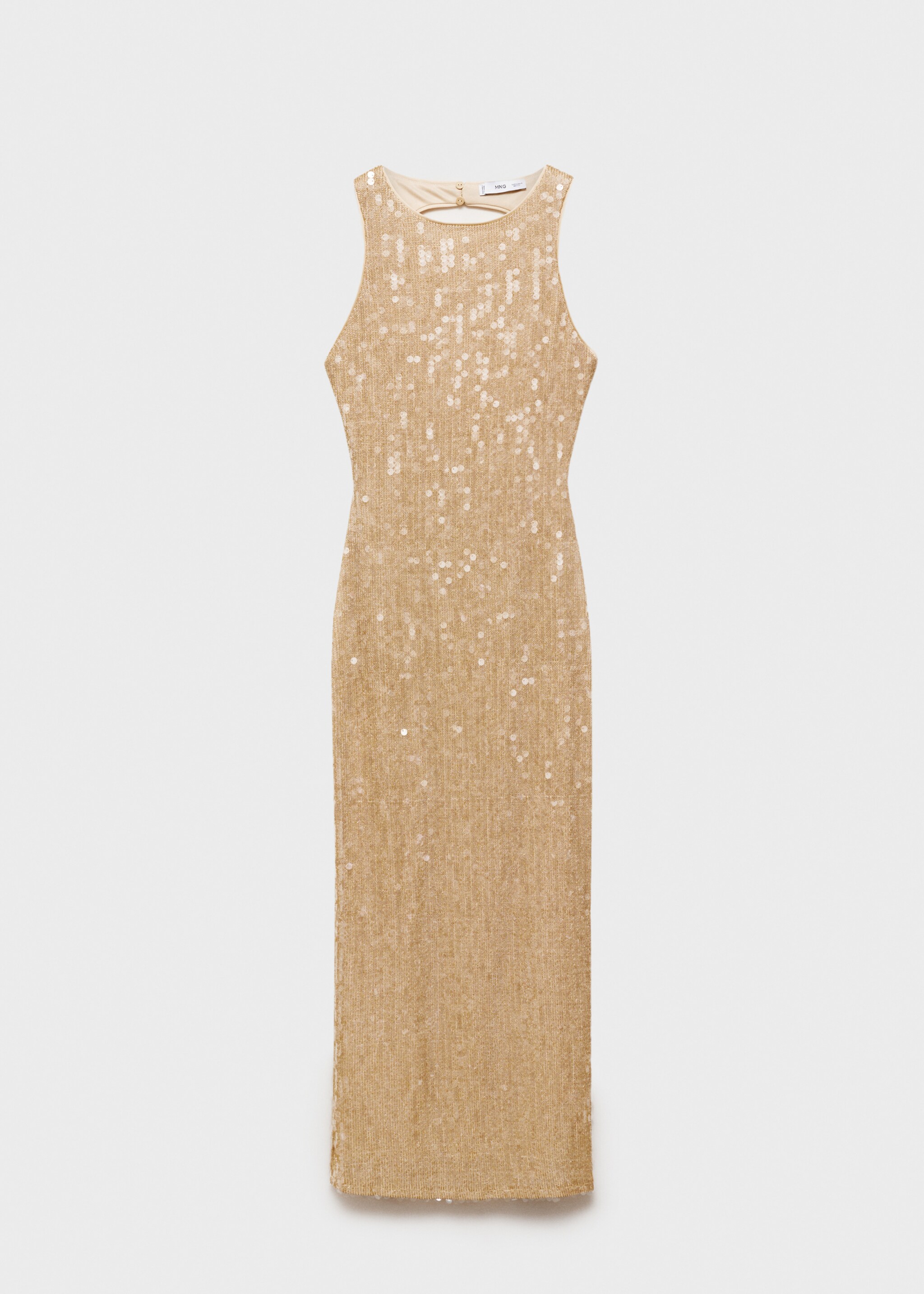 Scoop-back sequin dress - Article without model, Gold. Ref: 77099061-00.