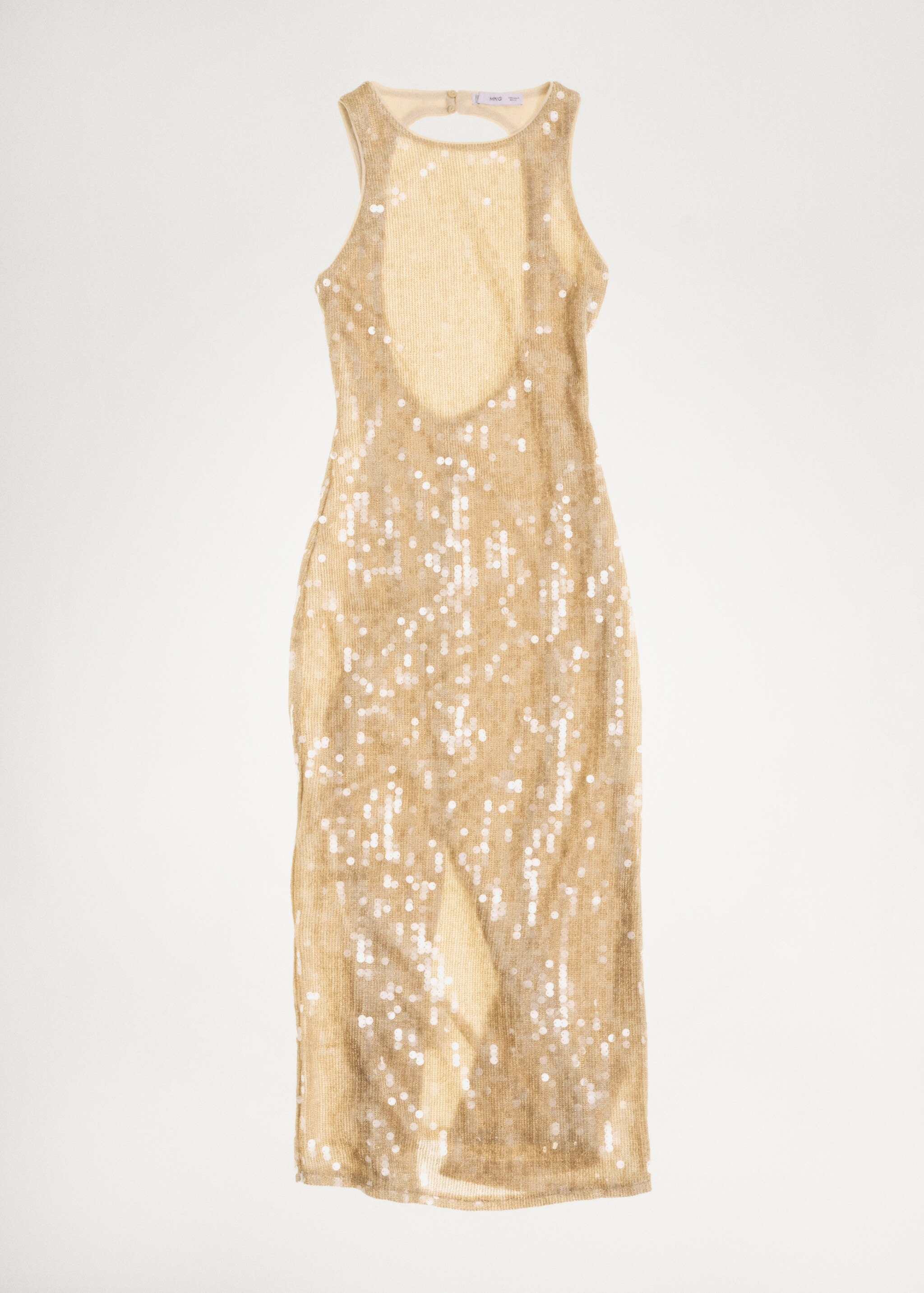 Scoop-back sequin dress - Details of the article 7, Gold. Ref: 77099061-00.
