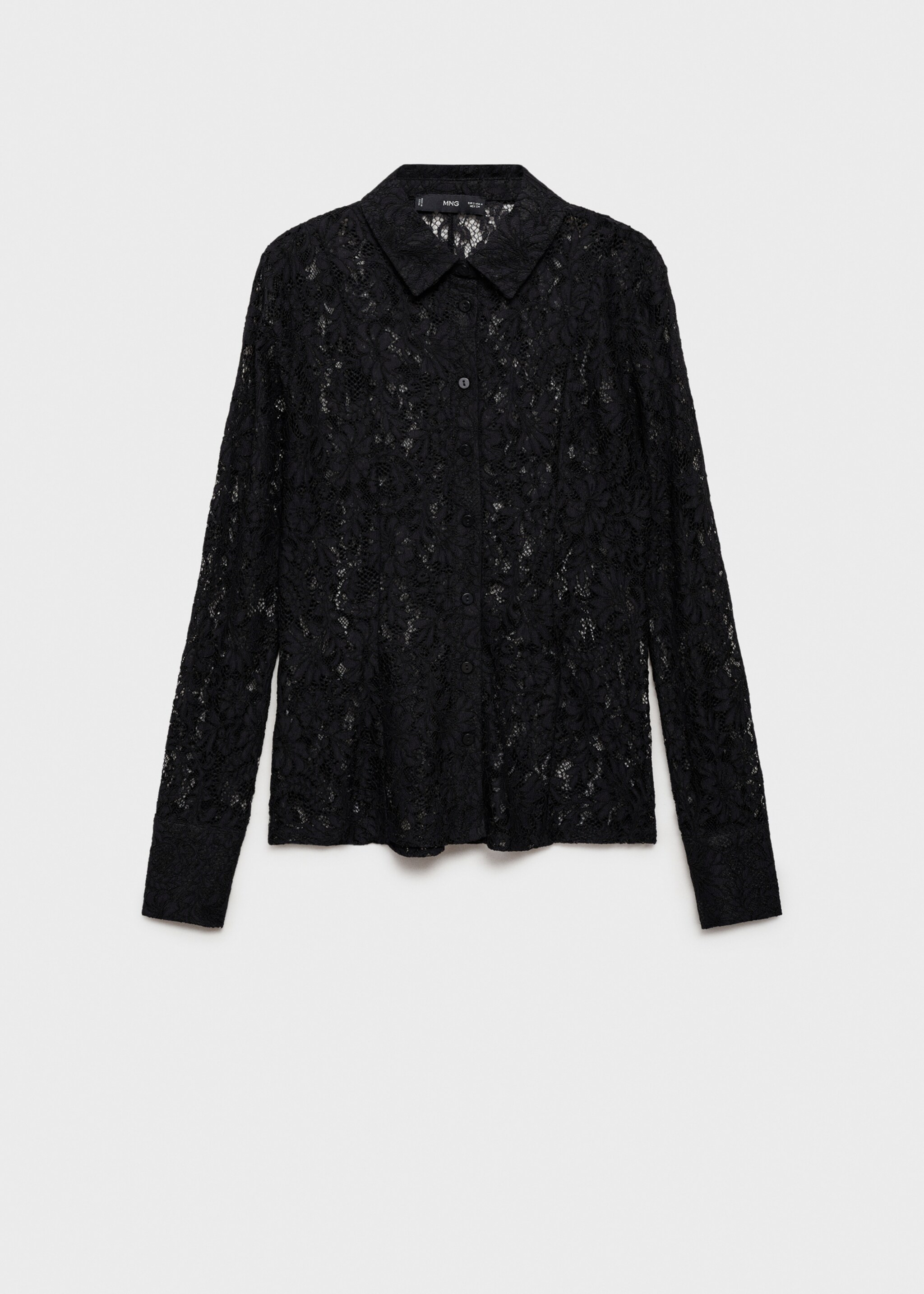 Transparent lace shirt - Article without model, Black. Ref: 77099062-00.
