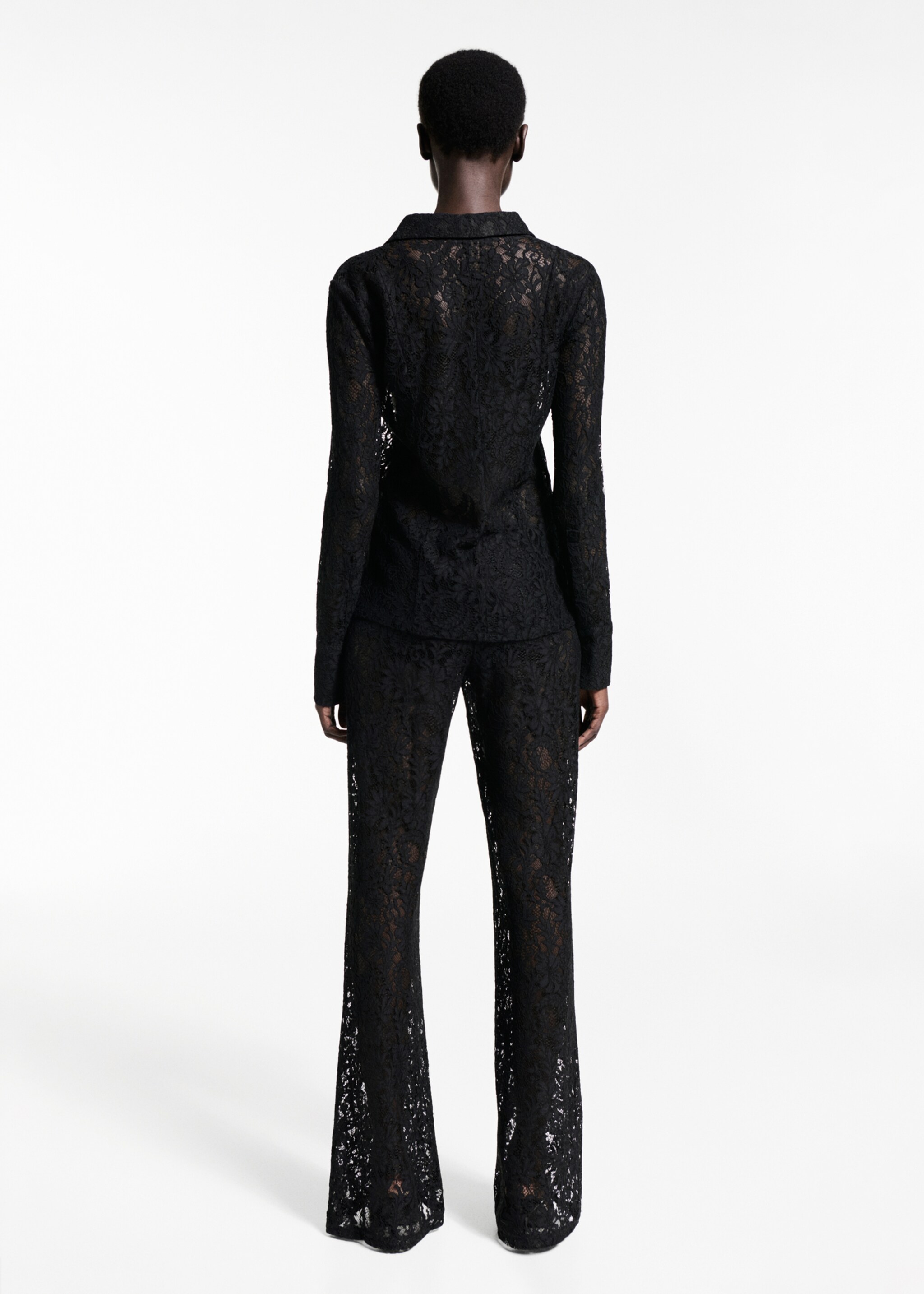 Transparent lace shirt - Reverse of the article, Black. Ref: 77099062-00.
