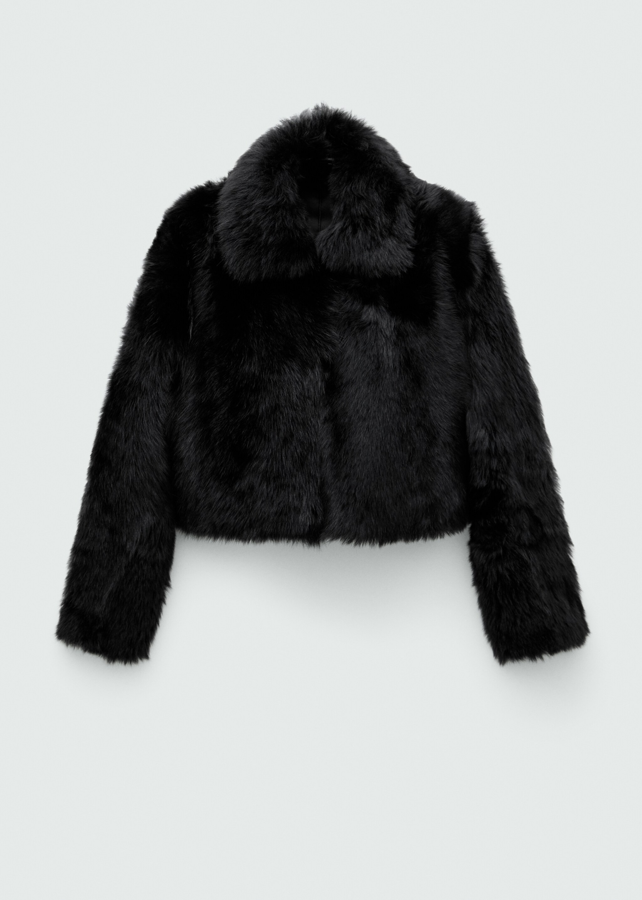 Cropped fur leather coat - Article without model, Black. Ref: 77099063-00.