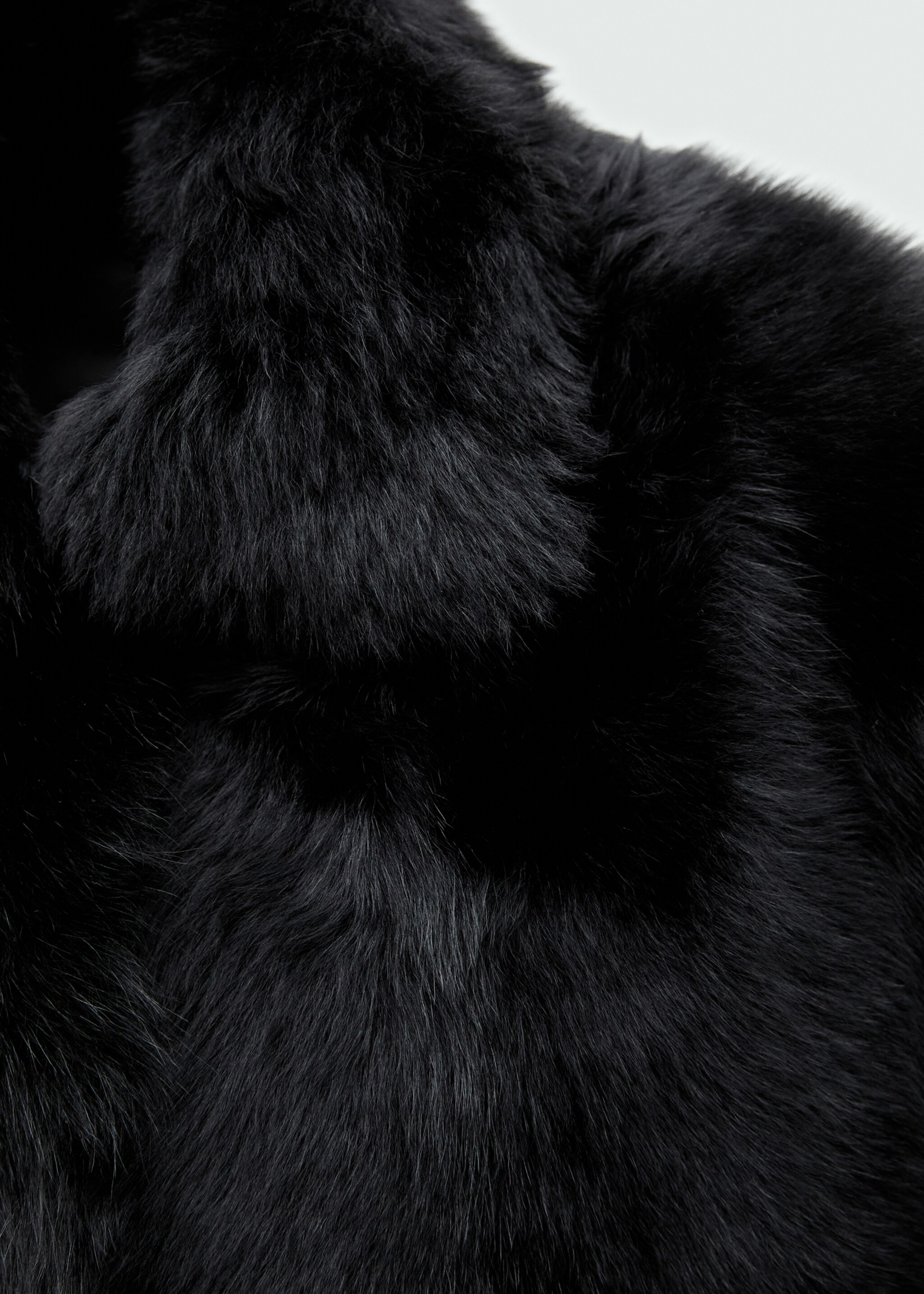 Cropped fur leather coat - Details of the article 0, Black. Ref: 77099063-00.