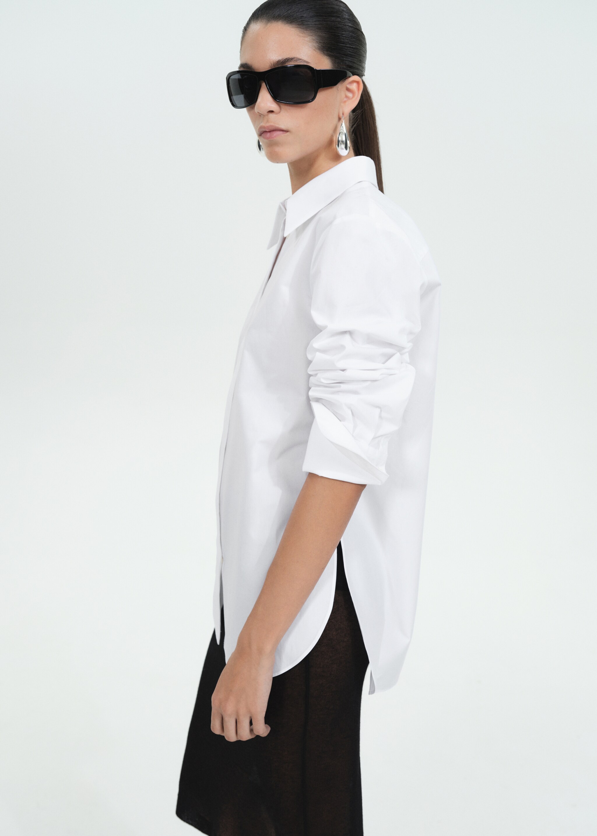 100% cotton oversized shirt - Medium plane, Off White. Ref: 77099073-00.
