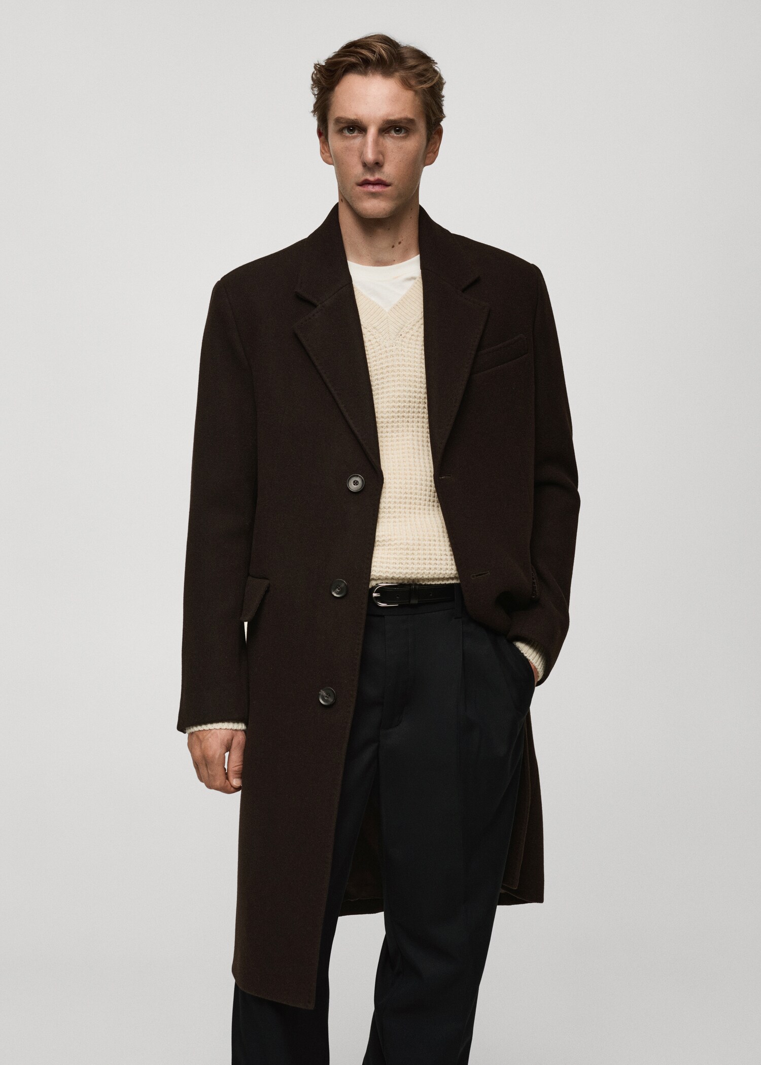 Relaxed-fit long wool coat - Medium plane