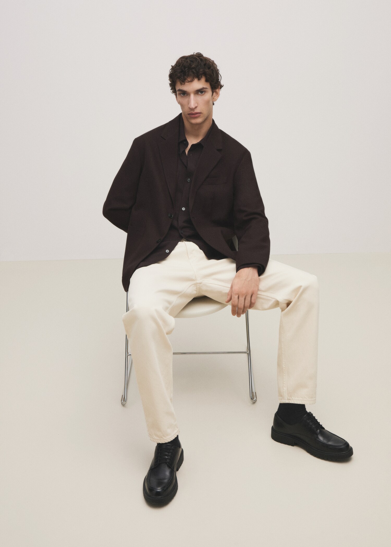 Σακάκι ανακυκλωμένο μαλλί regular fit - Λεπτομέρεια του προϊόντος 5