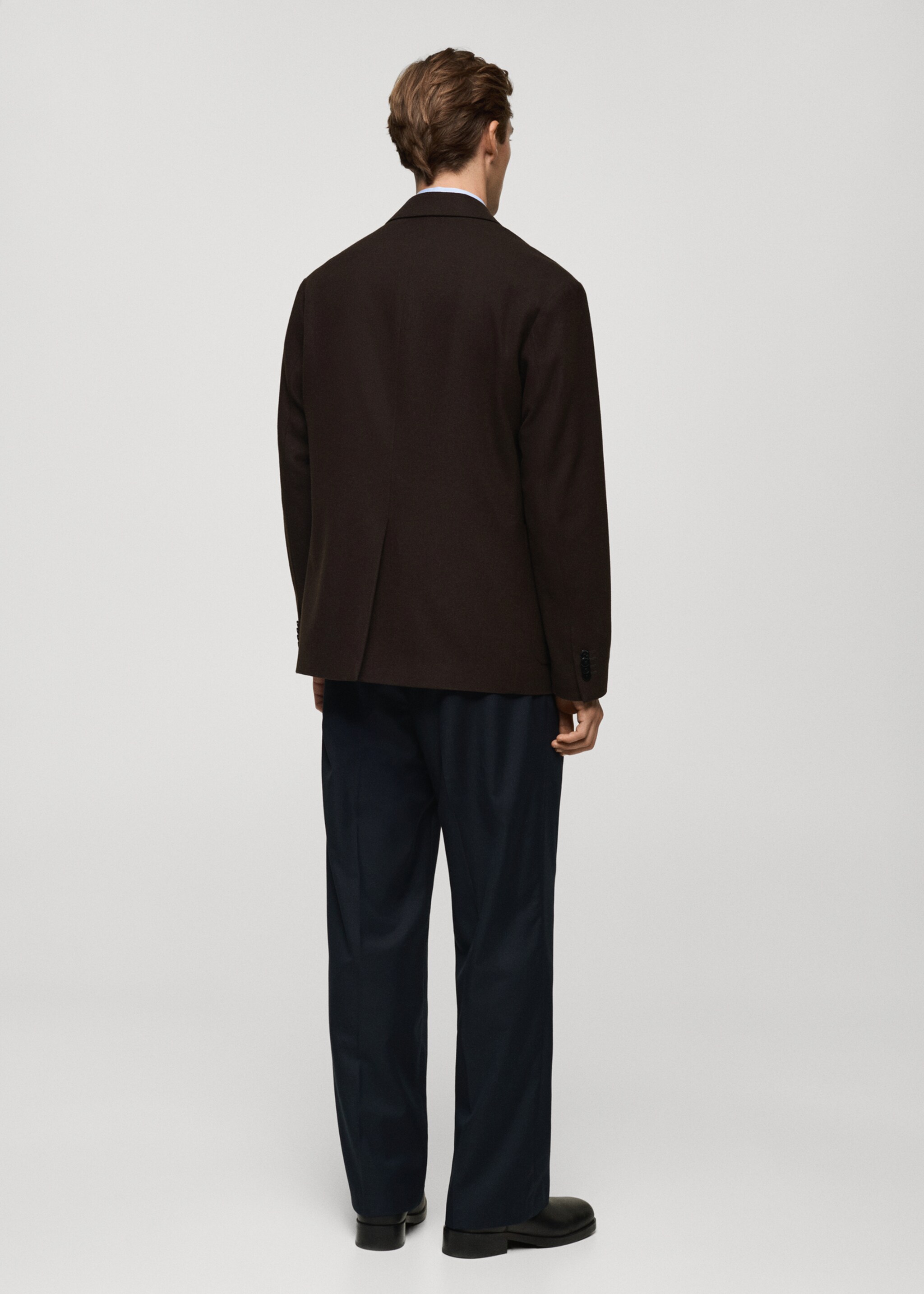Σακάκι ανακυκλωμένο μαλλί regular fit - Πίσω όψη προϊόντος, Καφέ. Ref: 77099227-00.