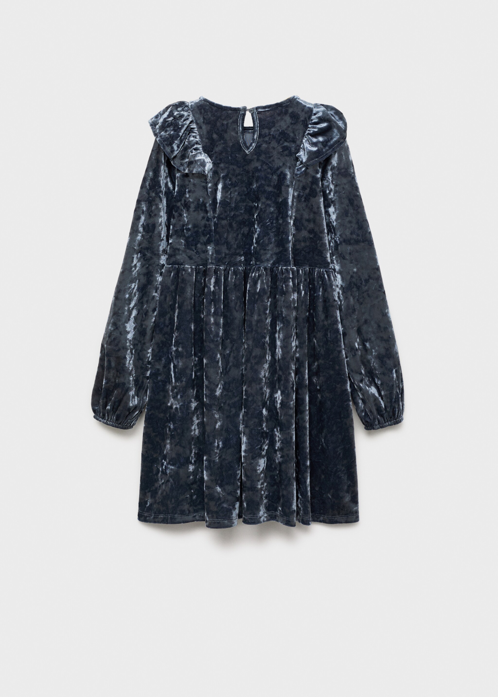 Ruffled velvet dress - Reverse of the article, Blue. Ref: 77099231-00.