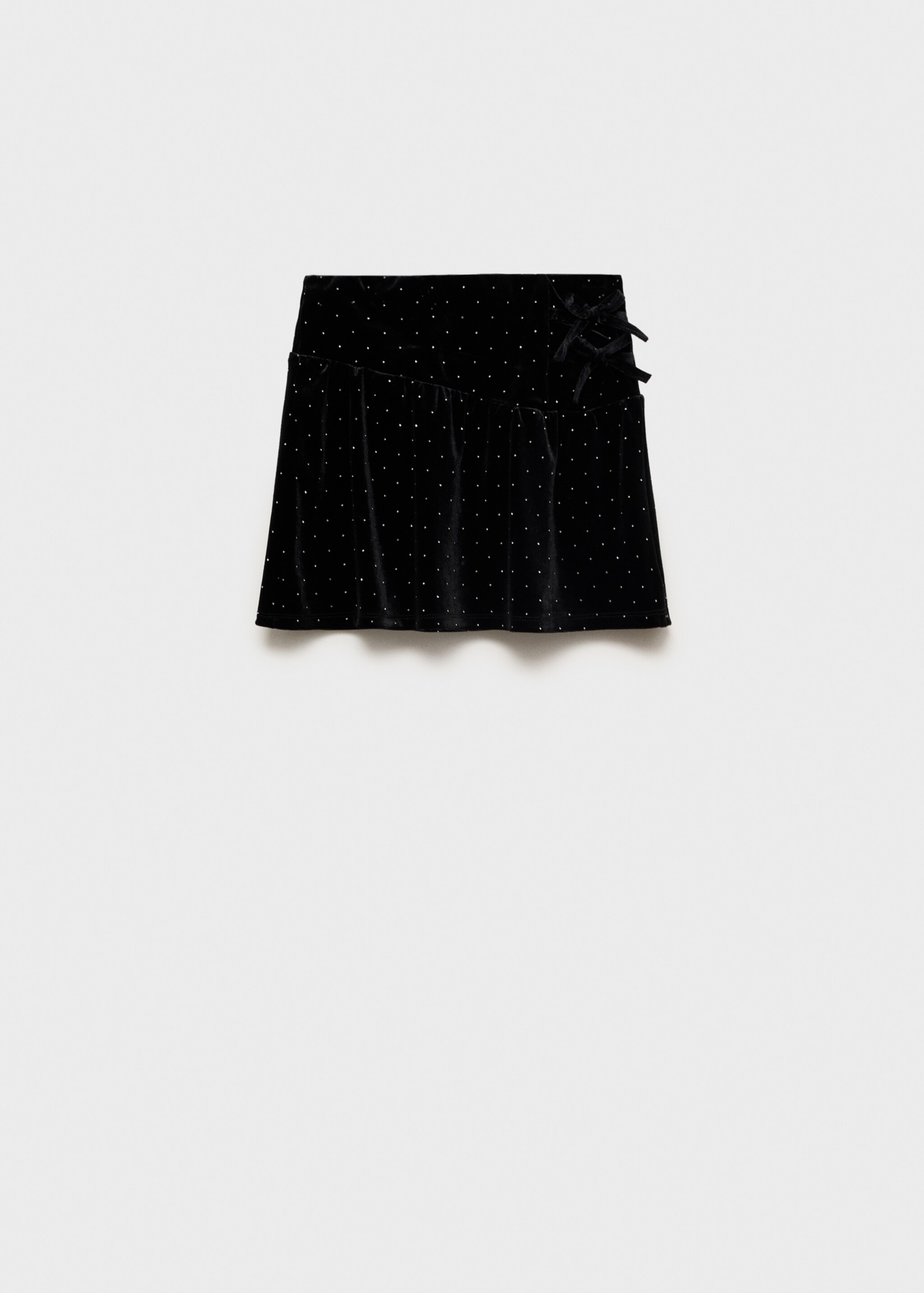 Rhinestone velvet skirt - Article without model, Black. Ref: 77099234-00.