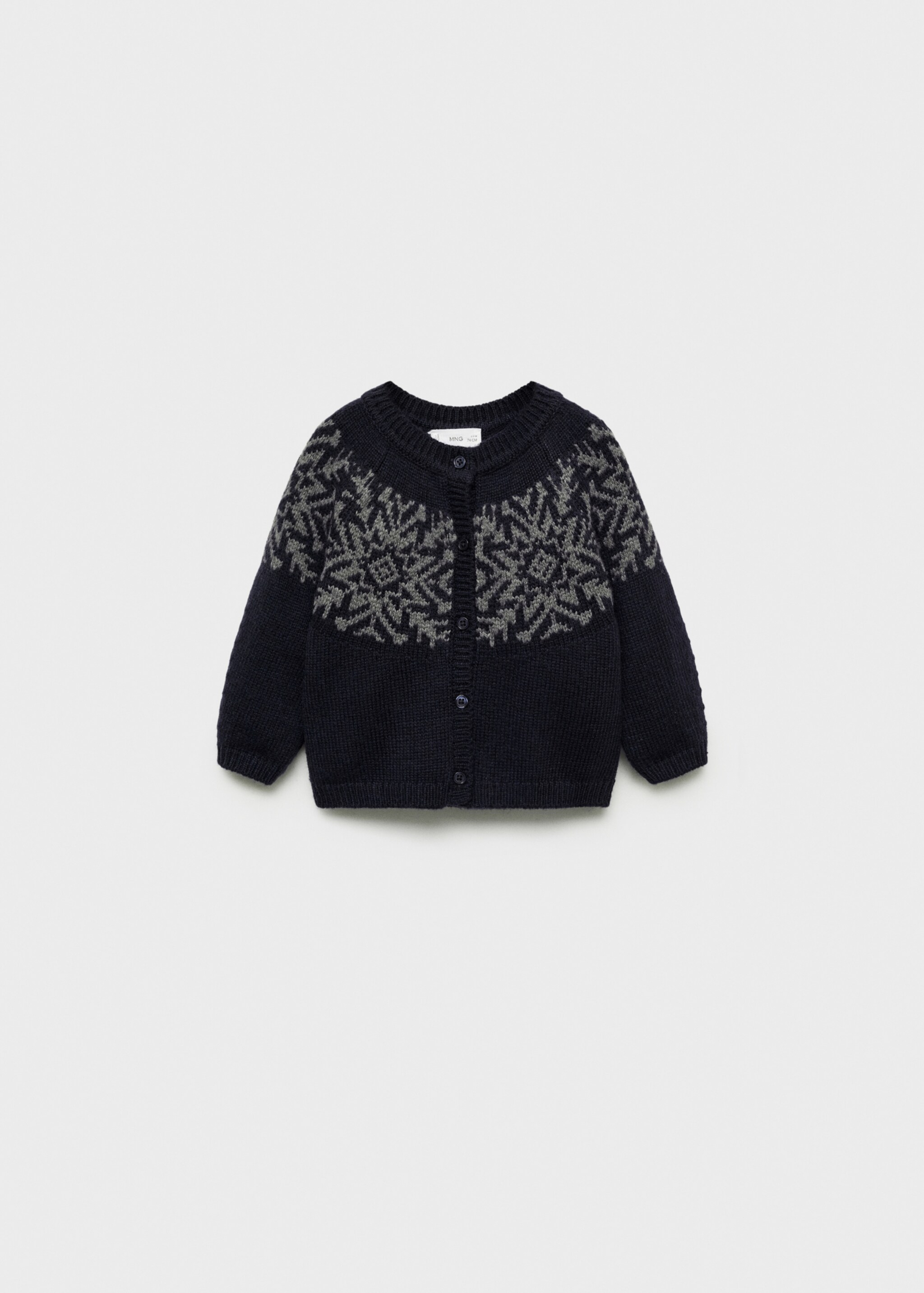 Button jacquard cardigan - Article without model, Dark Navy. Ref: 77099241-00.