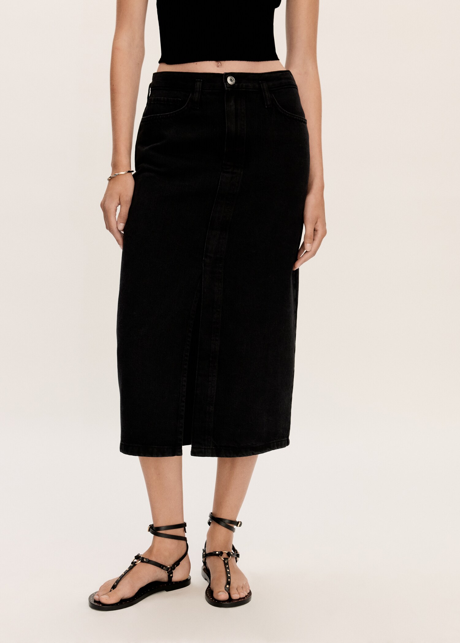 Slit denim skirt - Medium plane