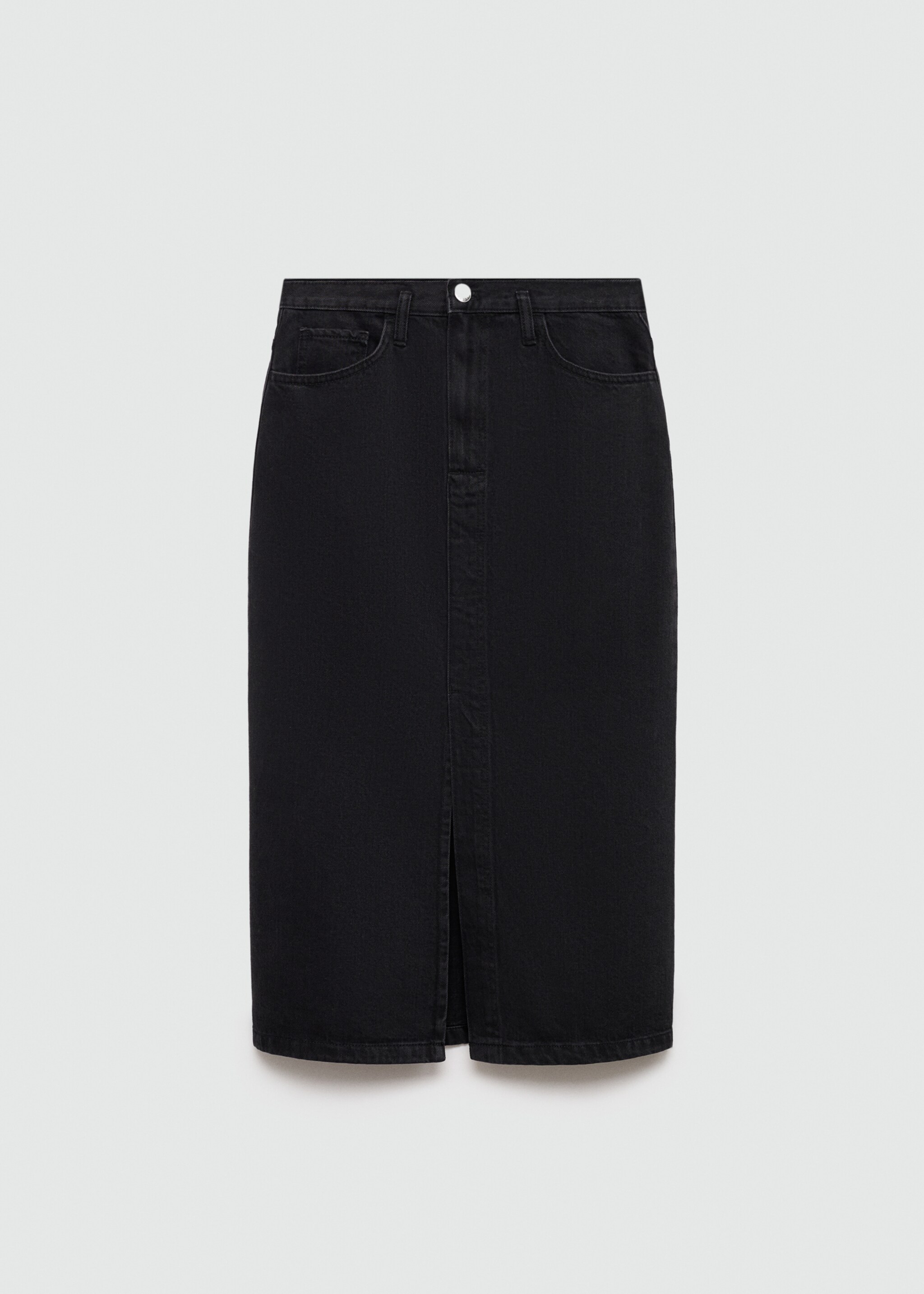 Slit denim skirt - Article without model, Black denim. Ref: 77099405-00.