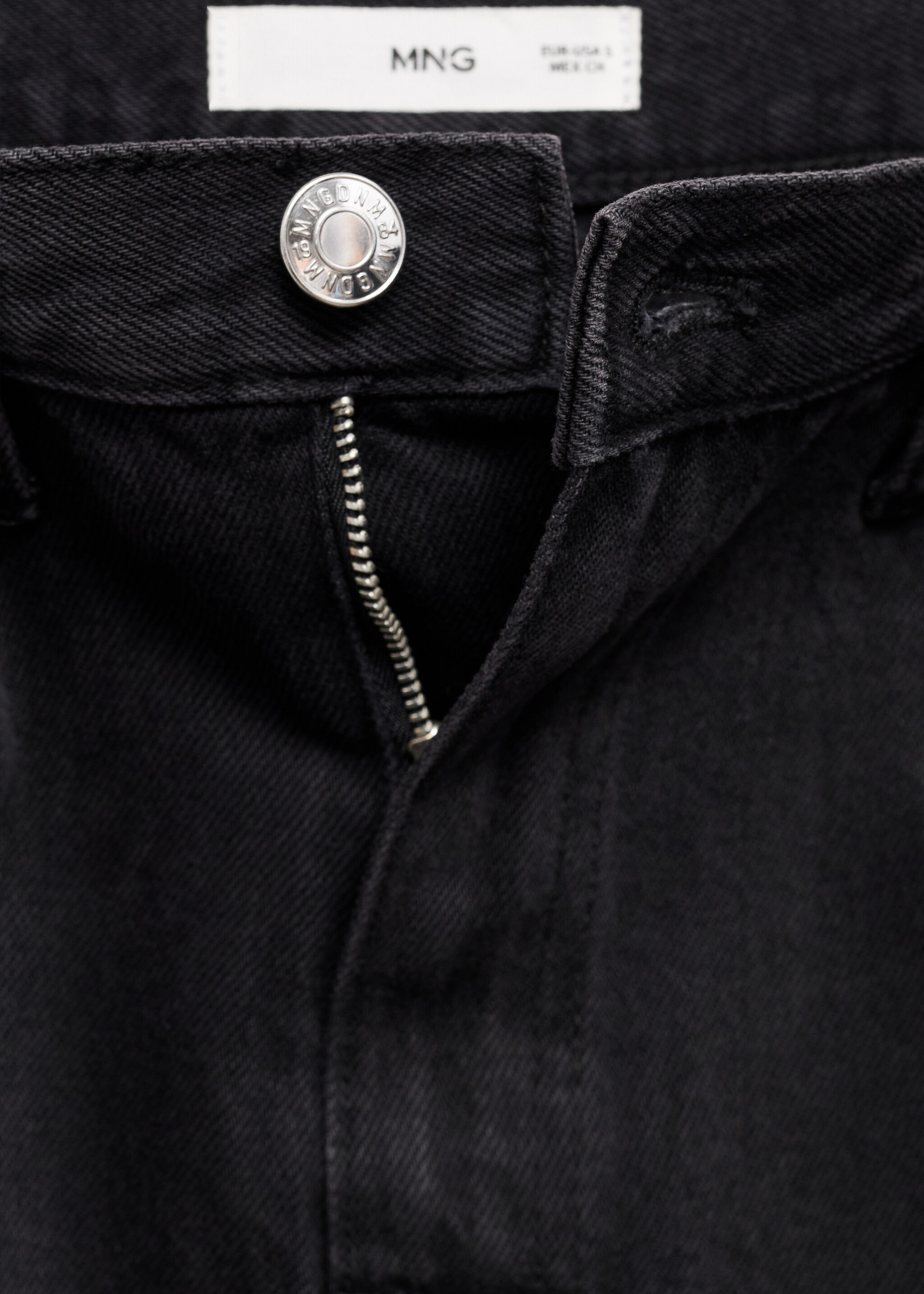 Slit denim skirt - Details of the article 0, Black denim. Ref: 77099405-00.
