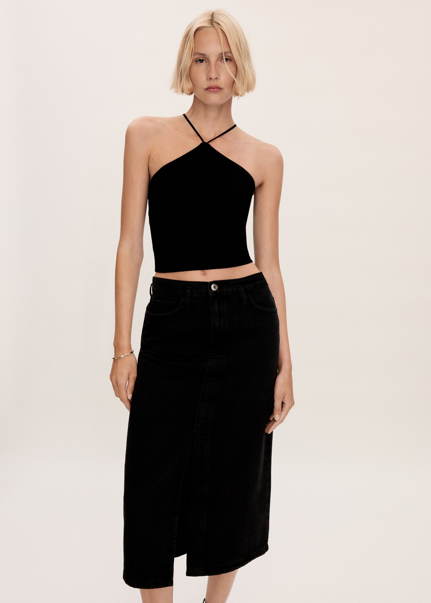 Slit denim skirt - Details of the article 1