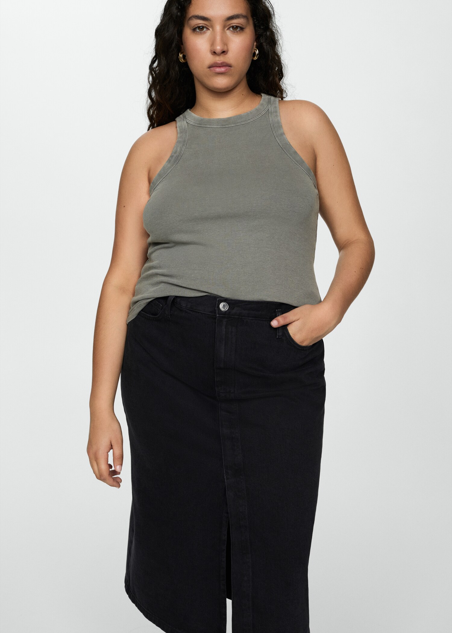 Slit denim skirt - Details of the article 5
