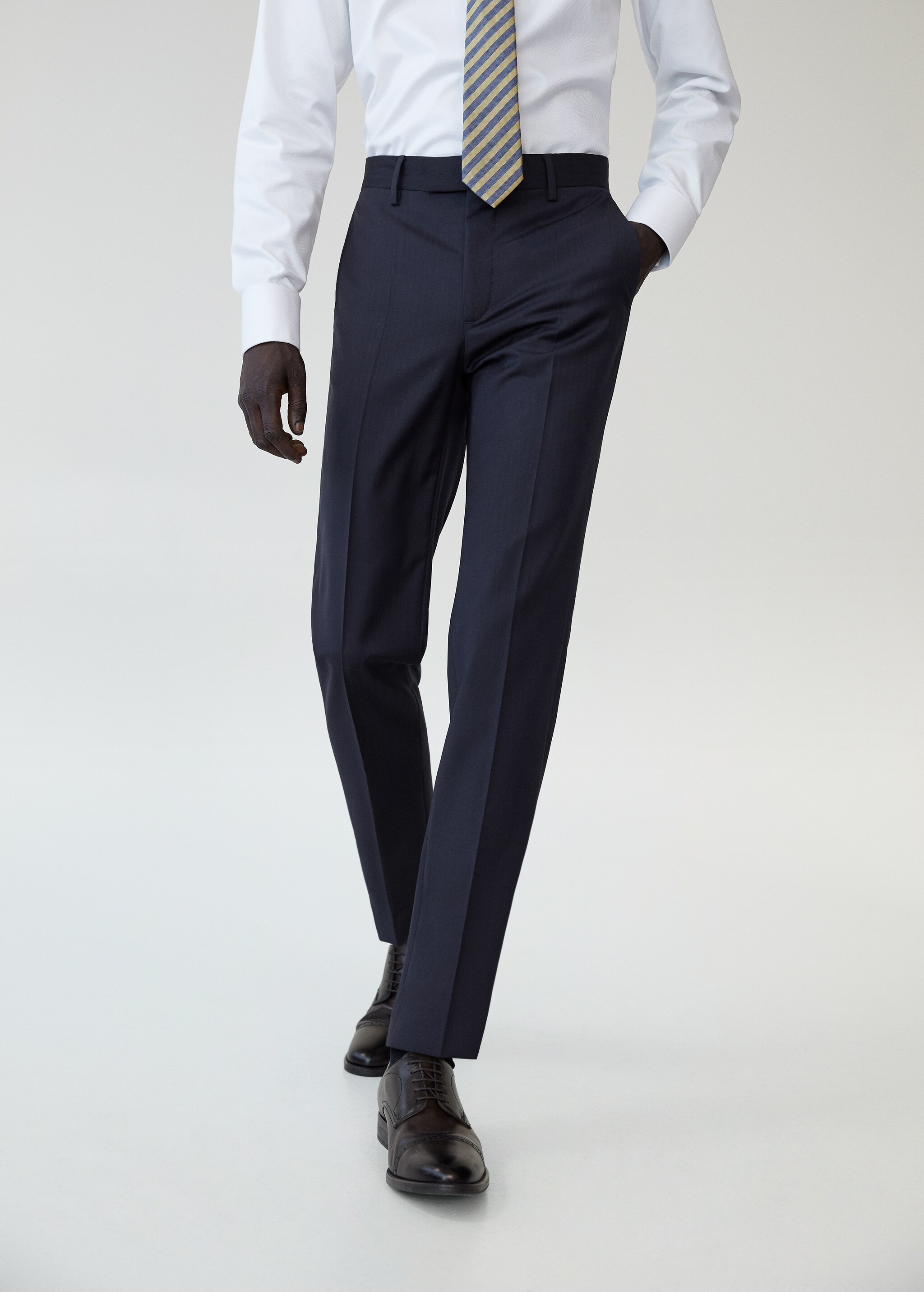 Slim fit virgin wool suit pants - Medium plane