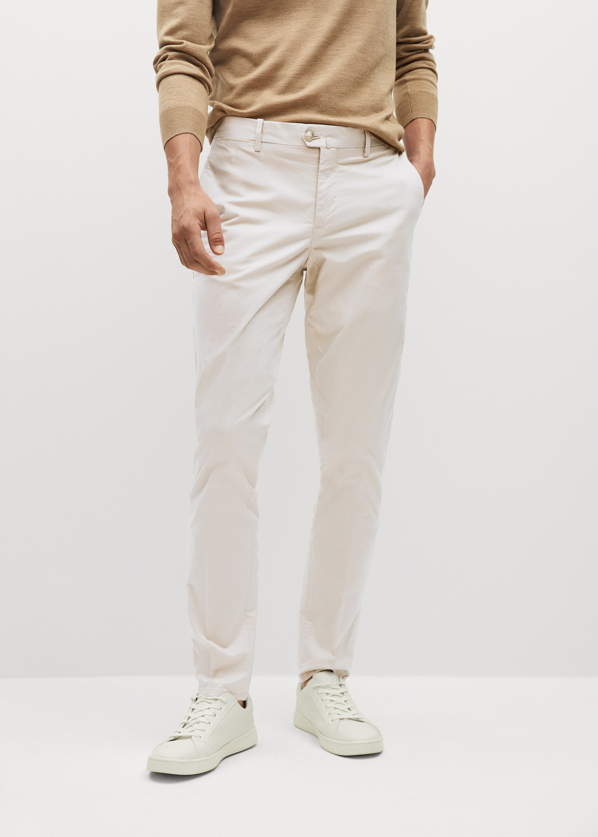 Chinosbyxor slim fit twill - Bild av mittparti