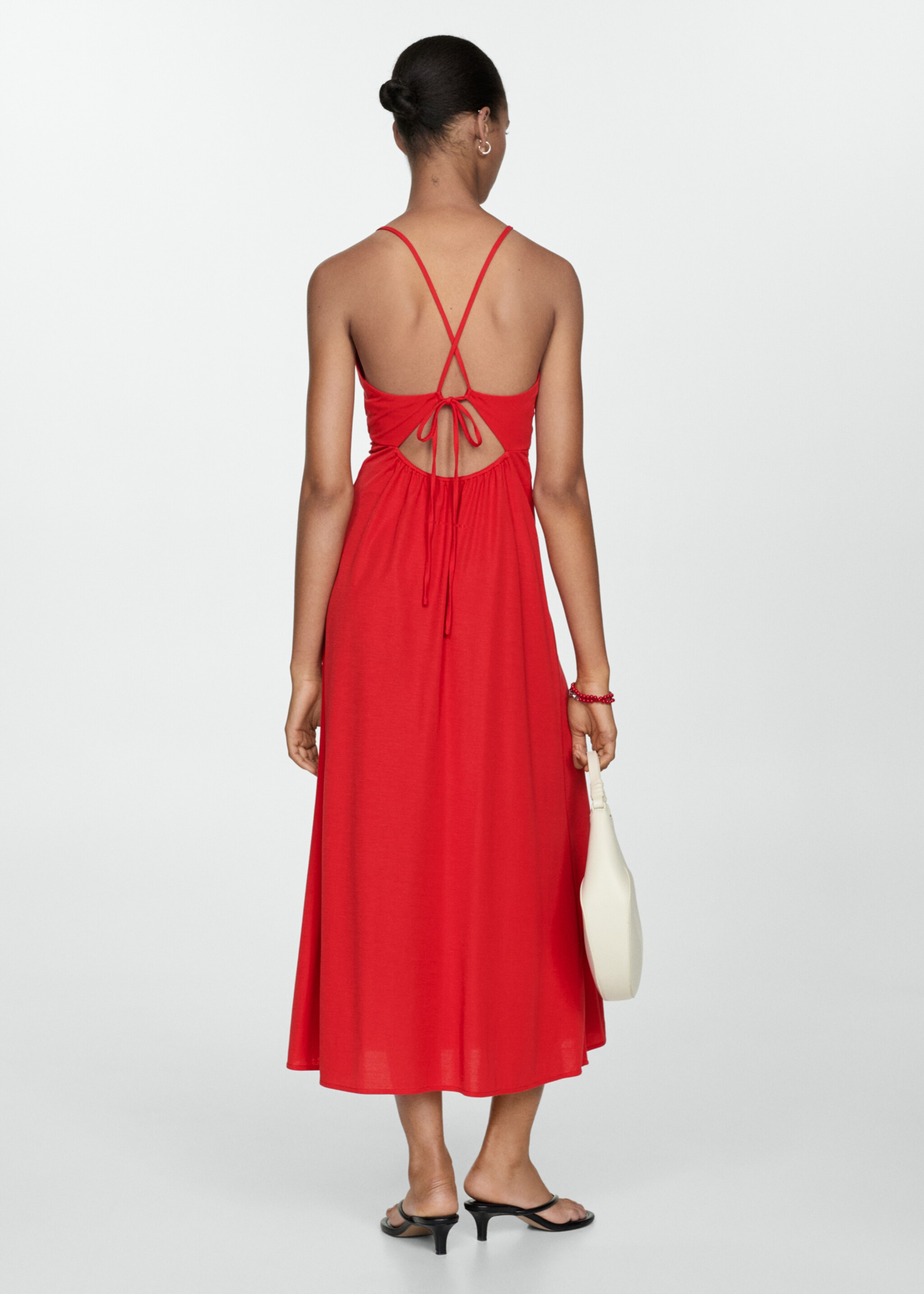Vestido midi fruncido - Reverso del artículo