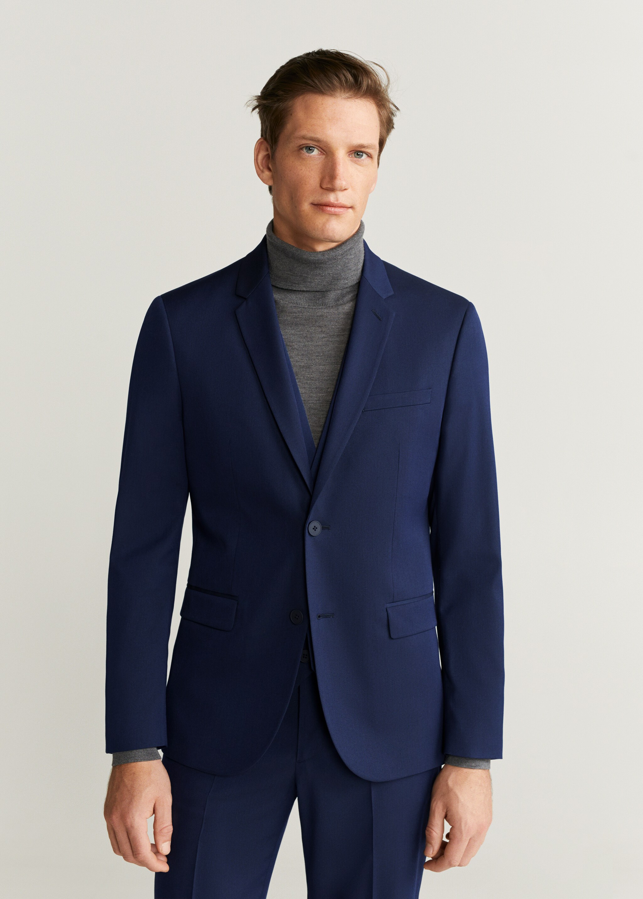Super slim fit patterned suit blazer - Medium plane