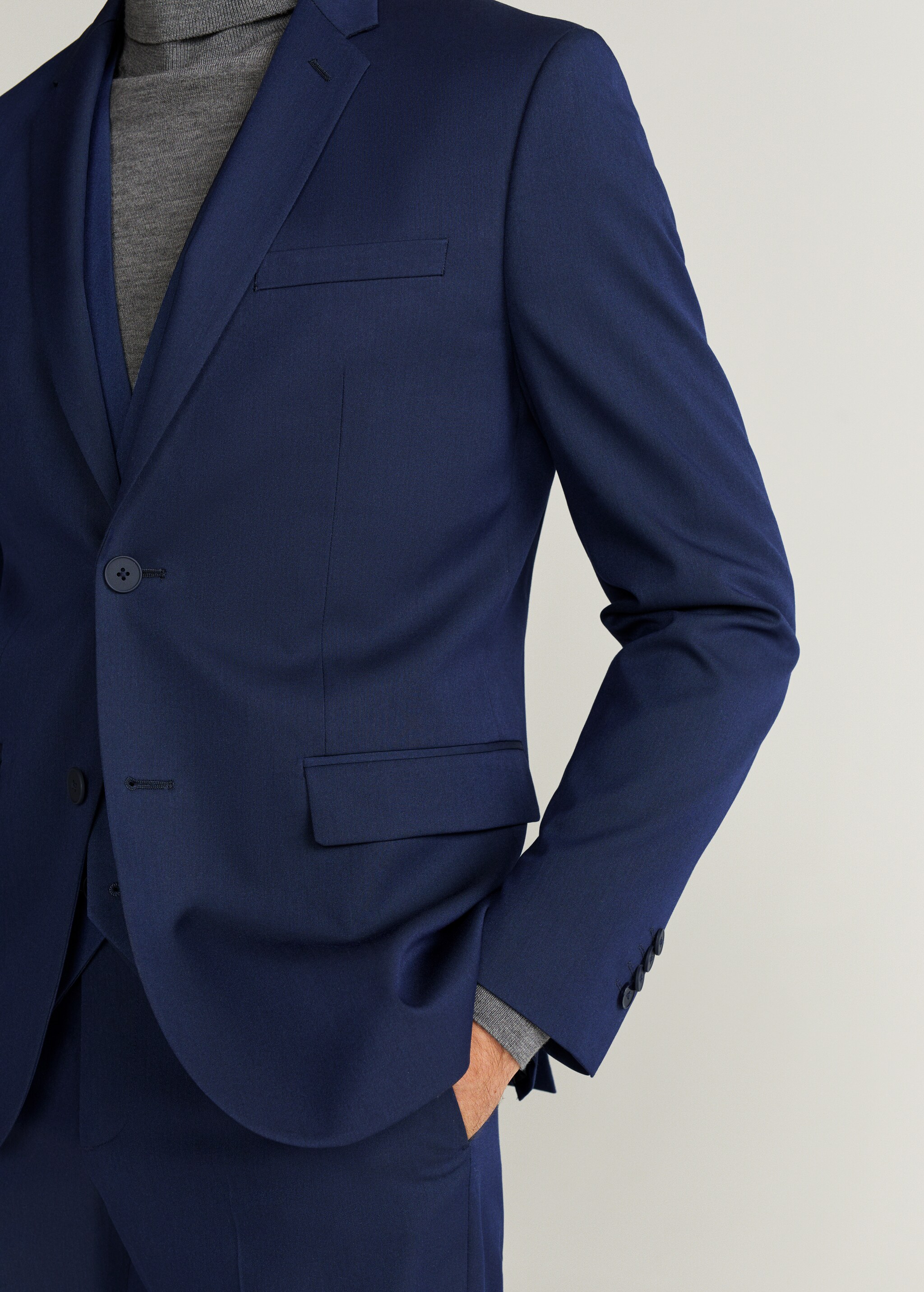 Super slim fit patterned suit blazer - Details of the article 1