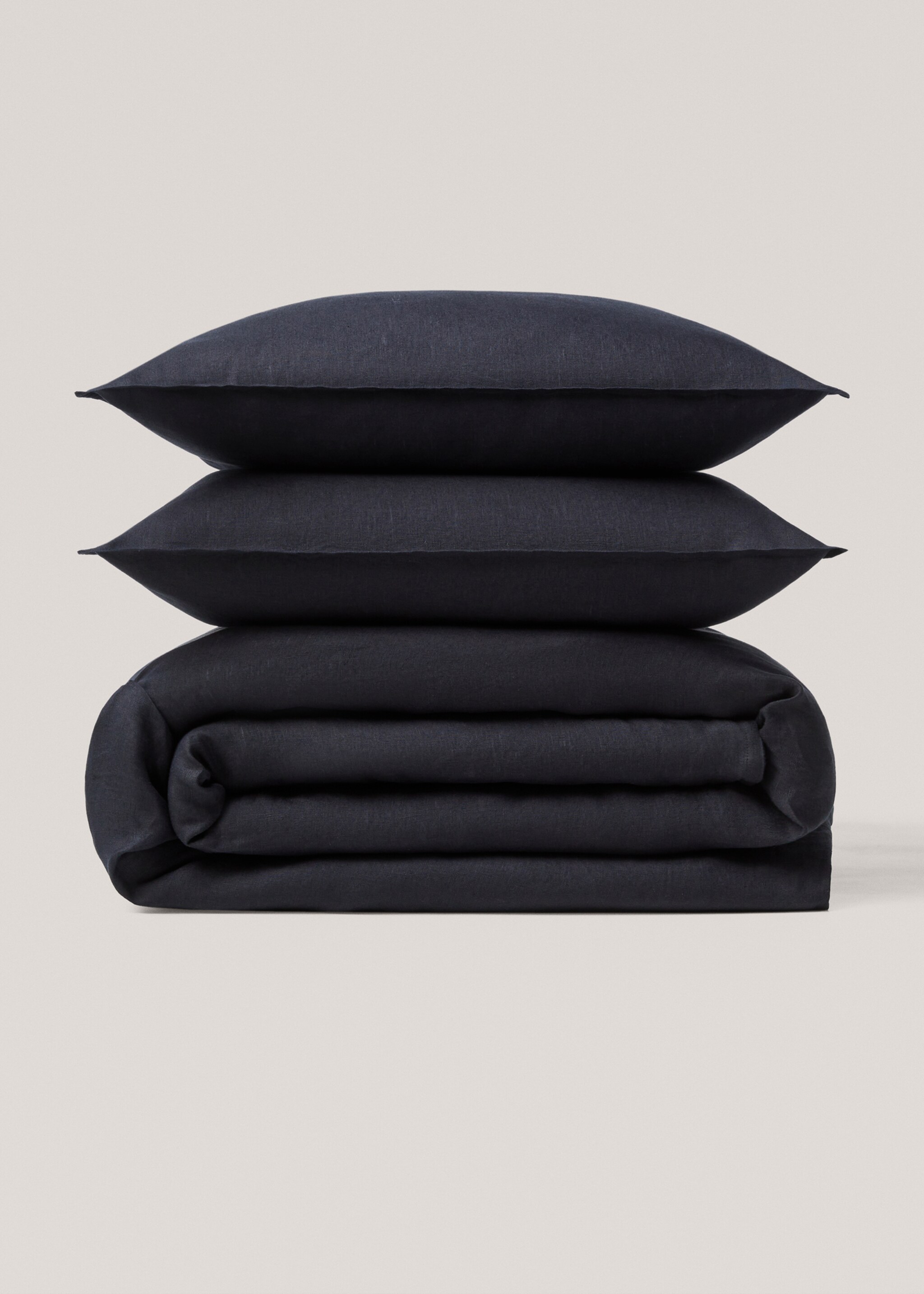 100% linen duvet cover Super King bed - Article without model, Dark Navy. Ref: 77116319-00.