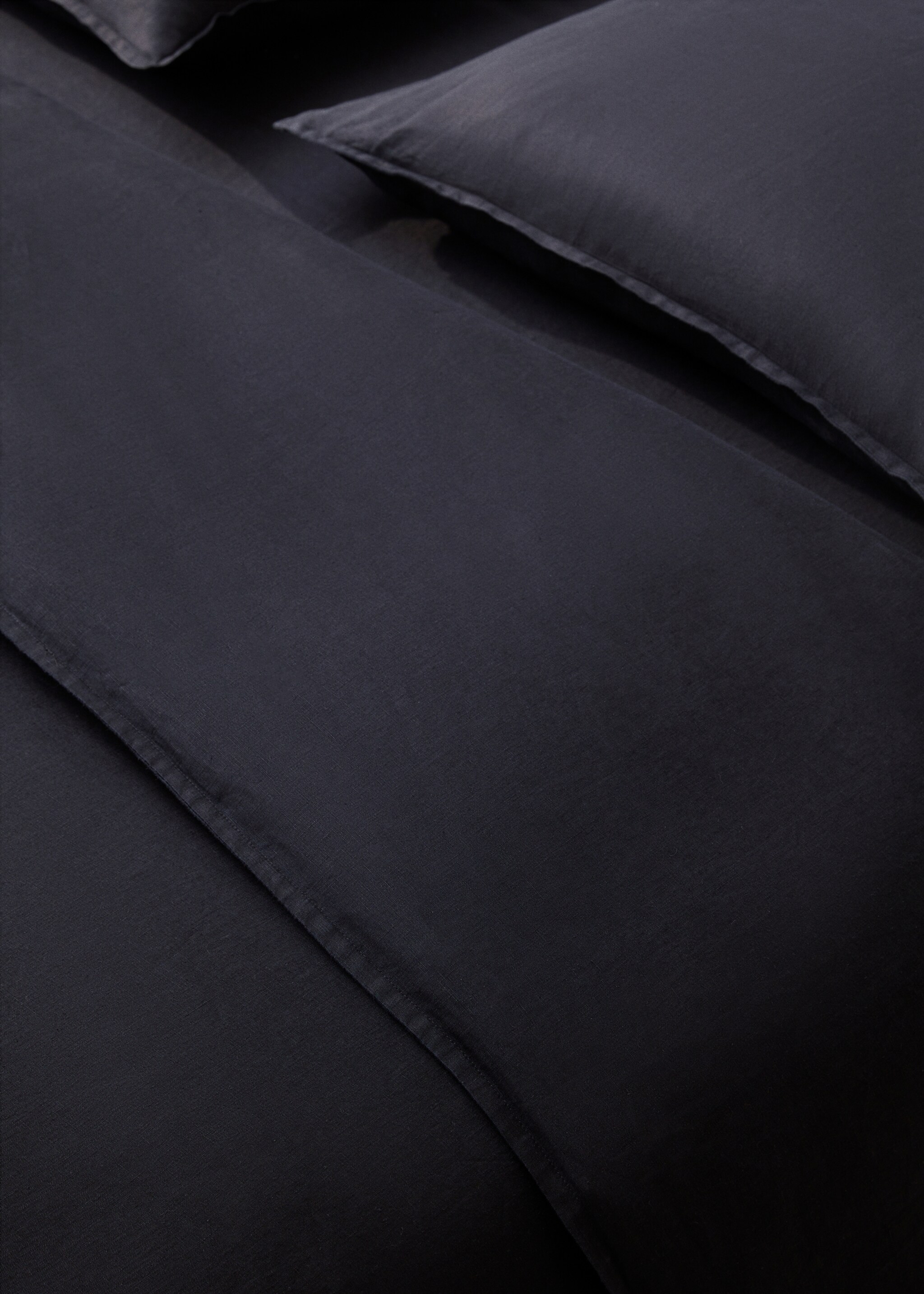 100% linen duvet cover Super King bed - Details of the article 7, Dark Navy. Ref: 77116319-00.