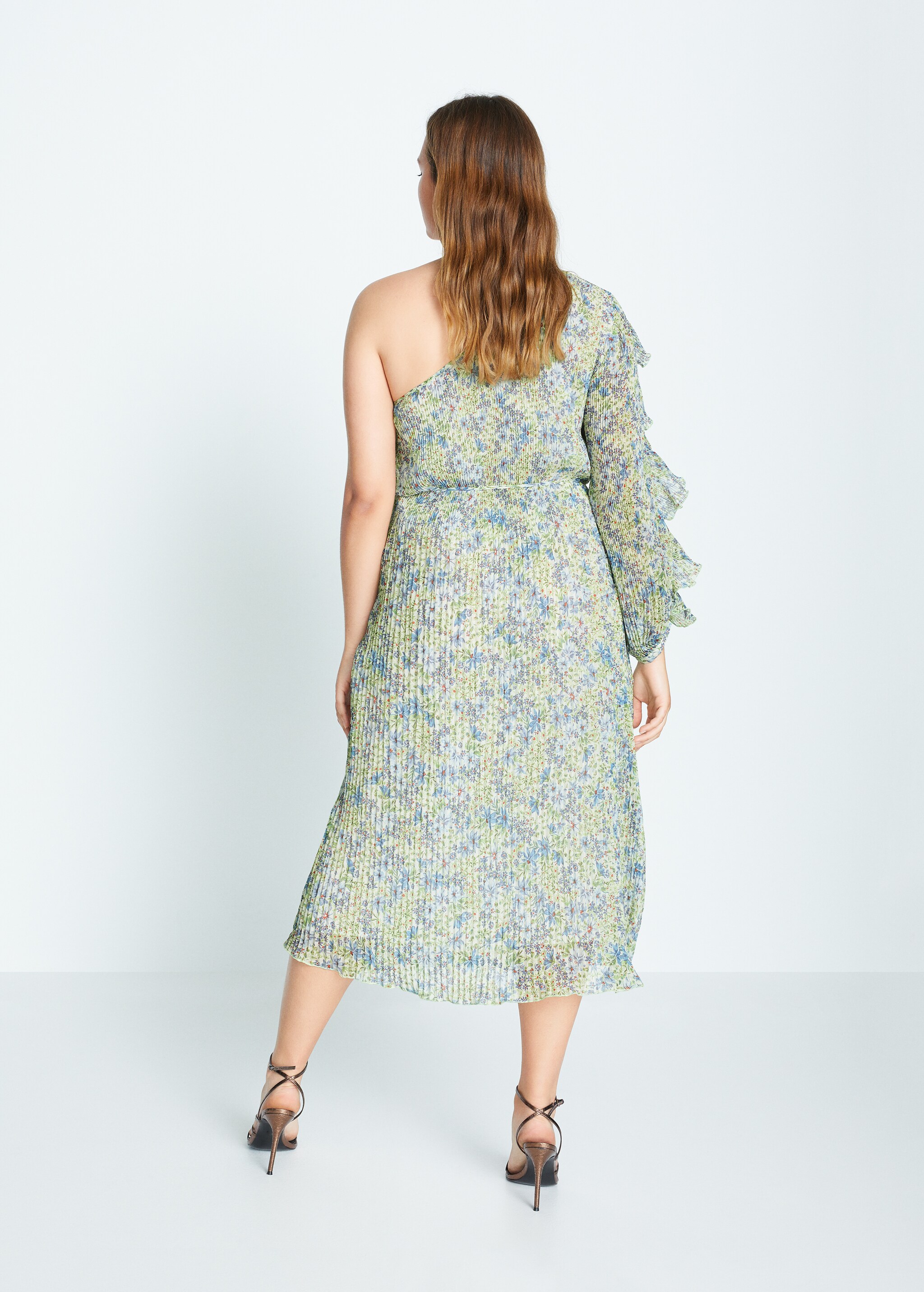  Vestido asimétrico plisado  - Reverso del artículo