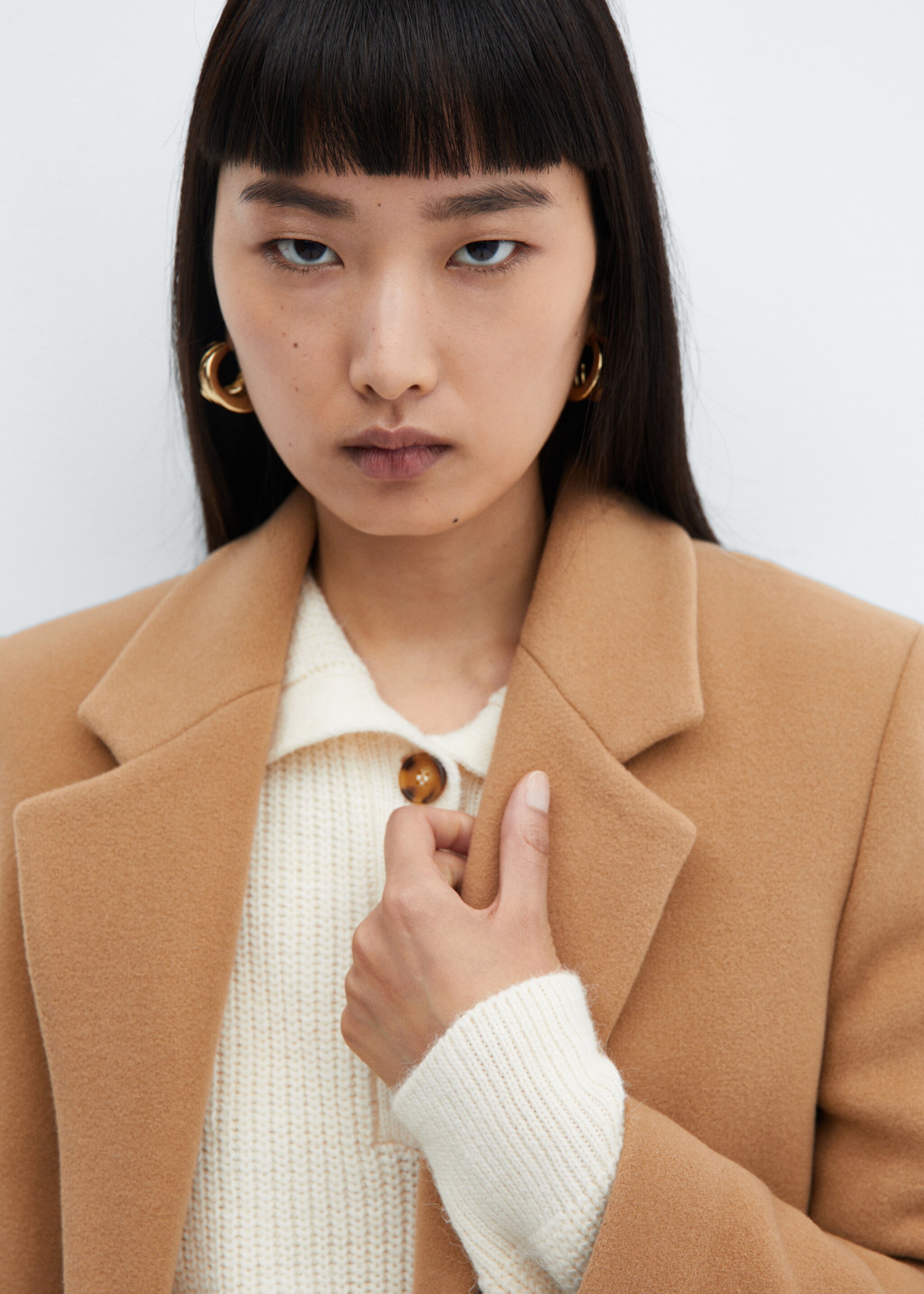 Virgin wool midi-coat - Details of the article 1, Medium Brown. Ref: 77158275-00.
