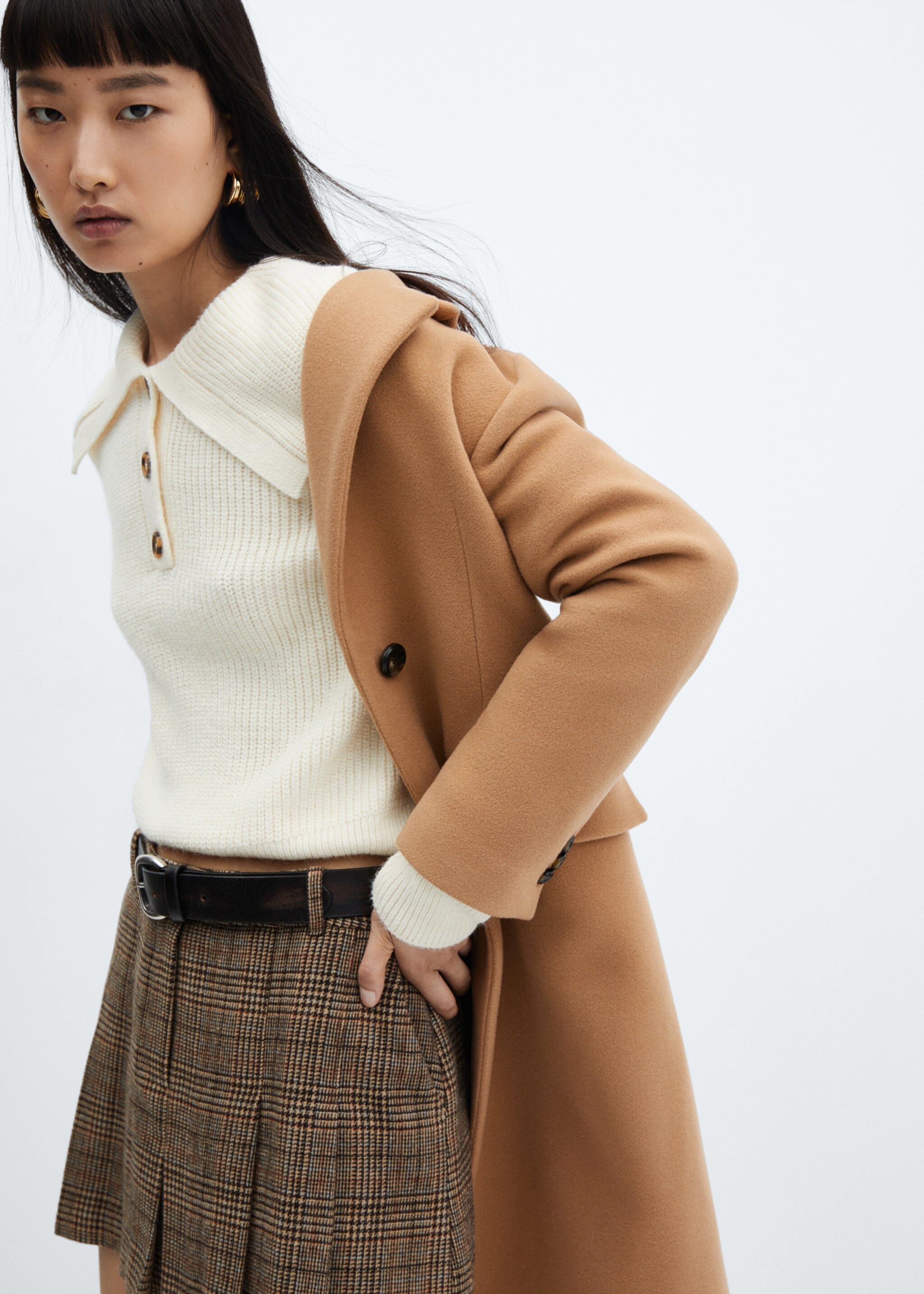 Virgin wool midi-coat - Details of the article 2, Medium Brown. Ref: 77158275-00.