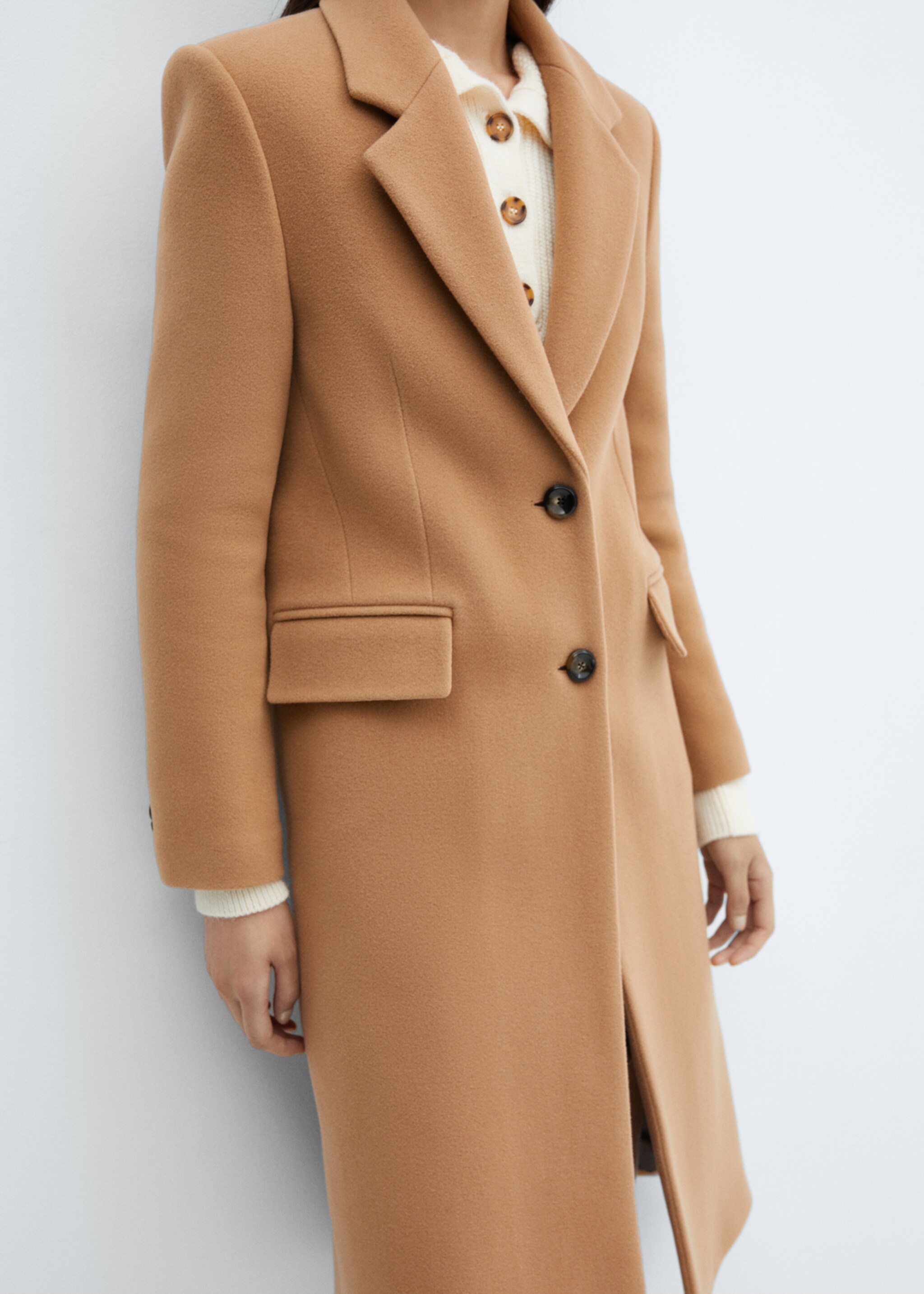 Virgin wool midi-coat - Details of the article 6, Medium Brown. Ref: 77158275-00.
