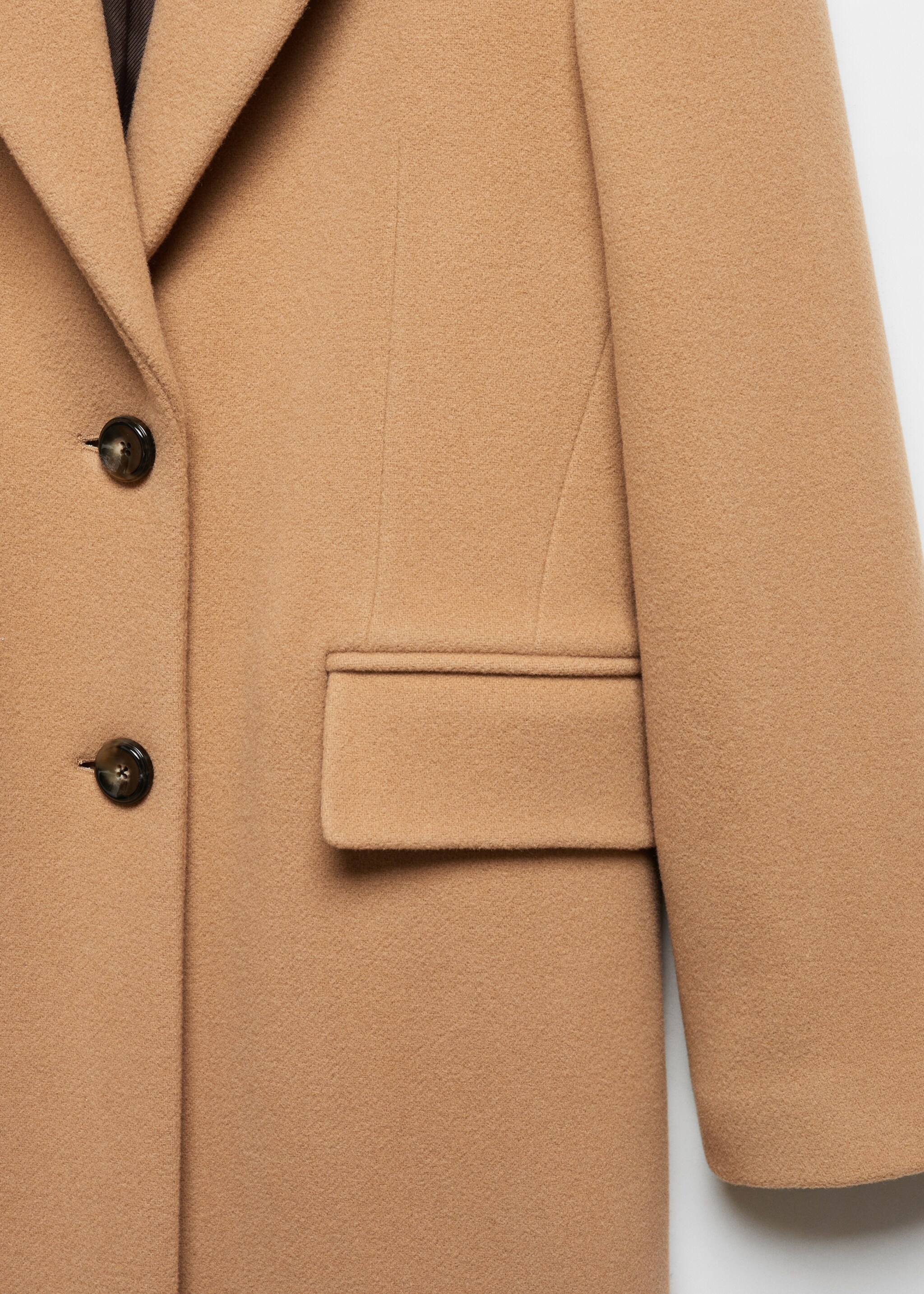 Virgin wool midi-coat - Details of the article 8, Medium Brown. Ref: 77158275-00.