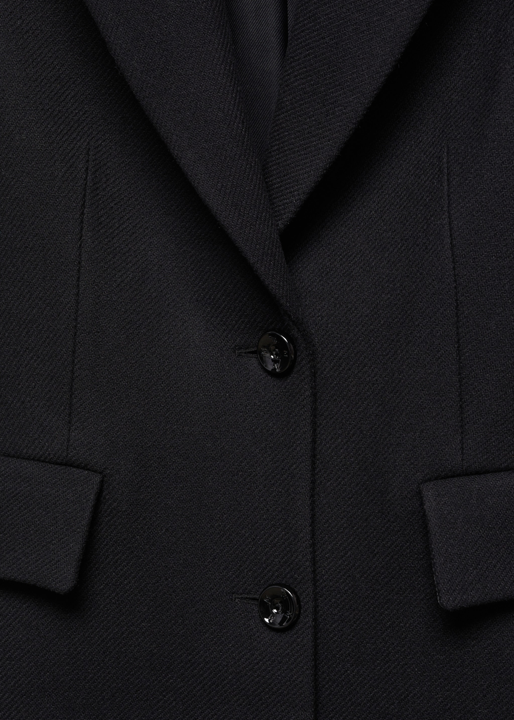 Structured wool coat - Details of the article 8, Black. Ref: 77159223-00.