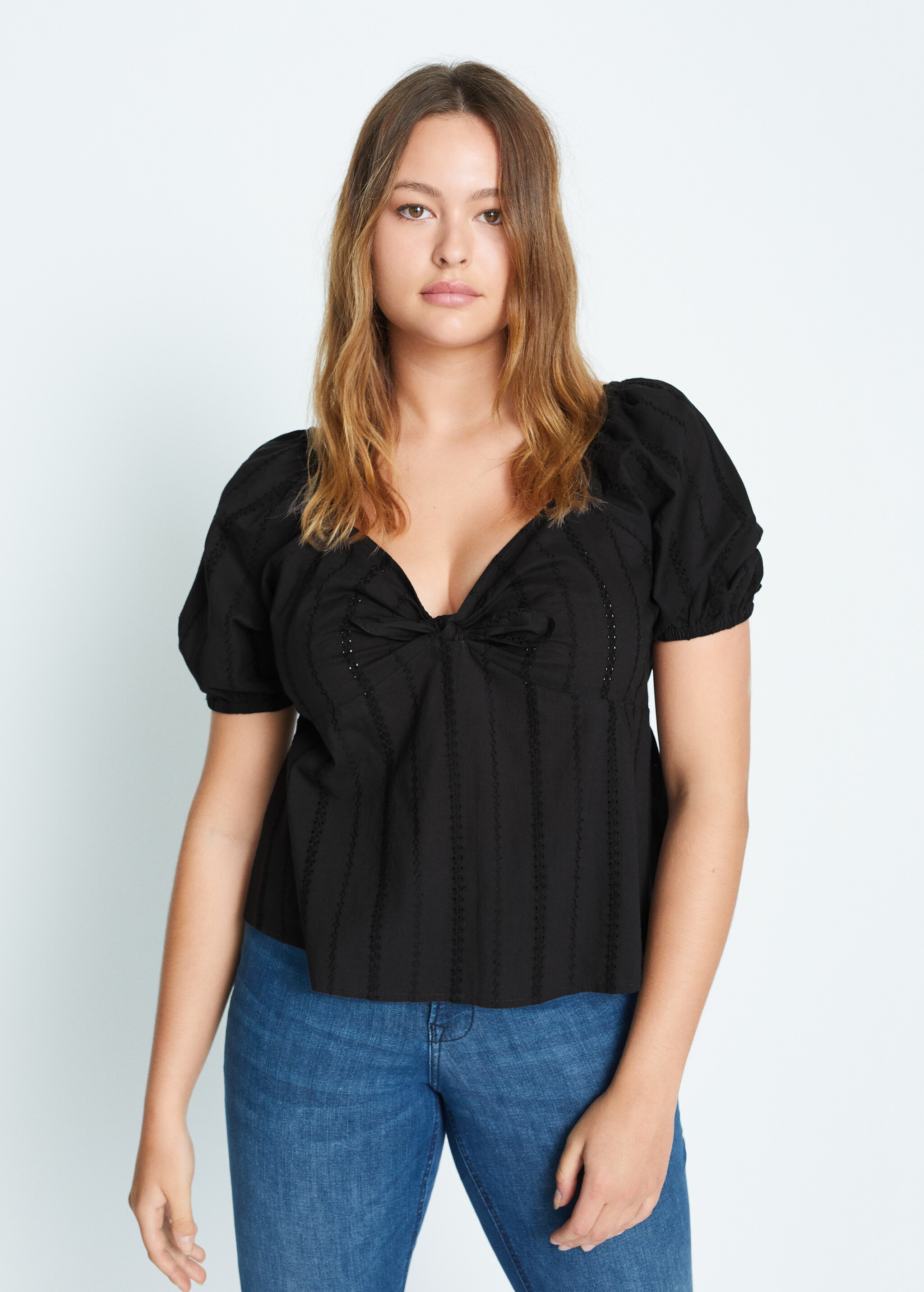 Blusa algodón lazo - Plano medio