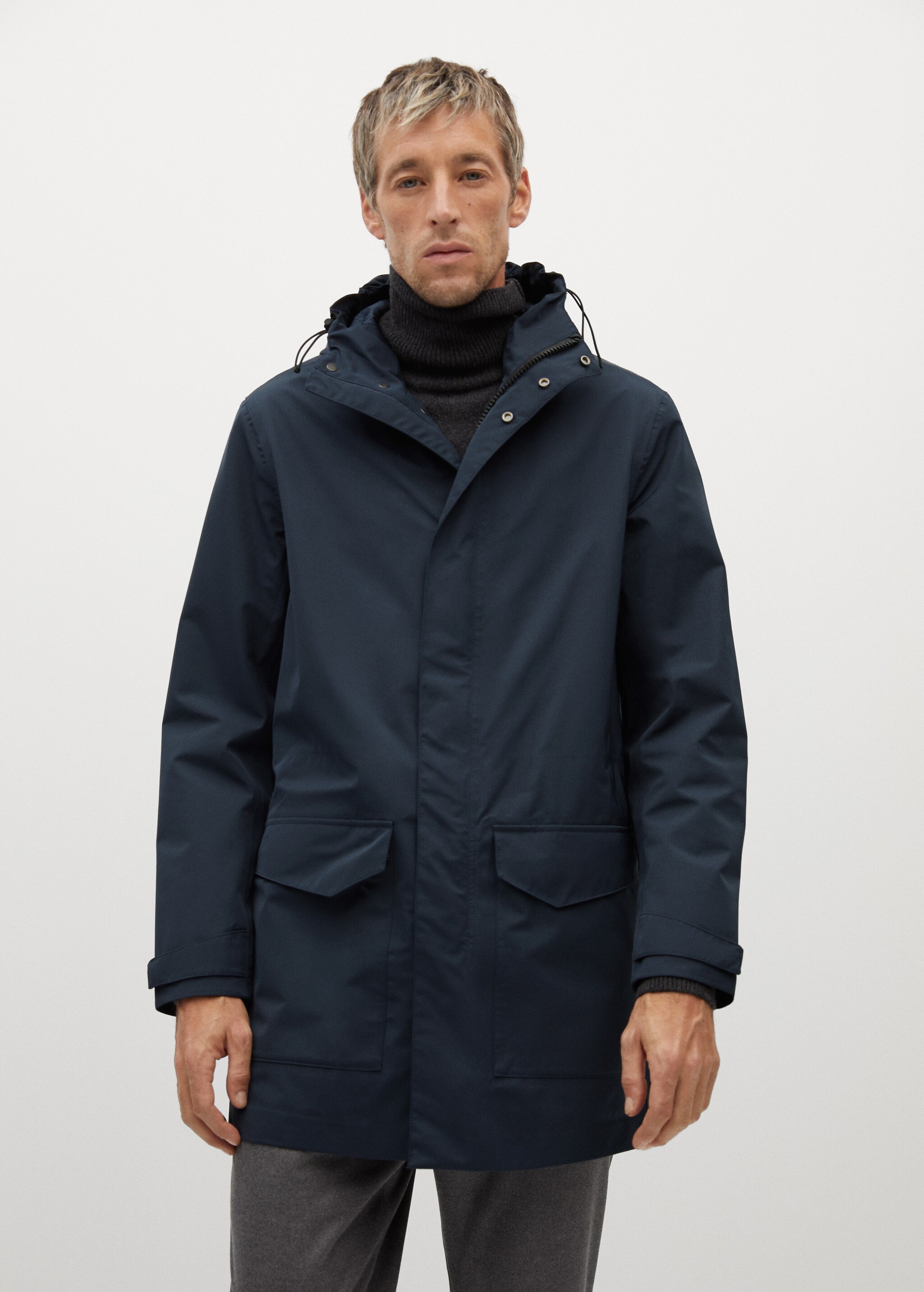 Hooded water-repellent parka - Medium plane