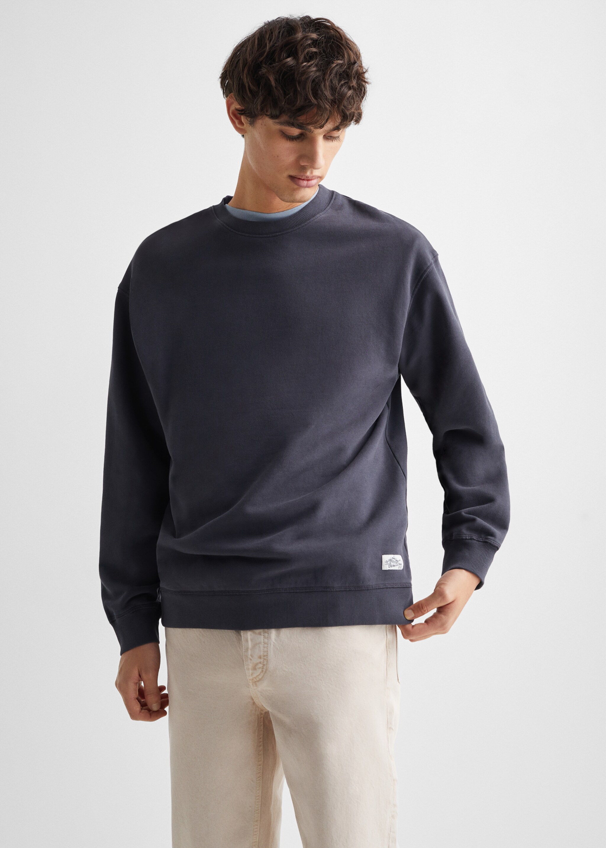 Sweater coton - Plan moyen, Bleu marine. Ref: 77195664-00.