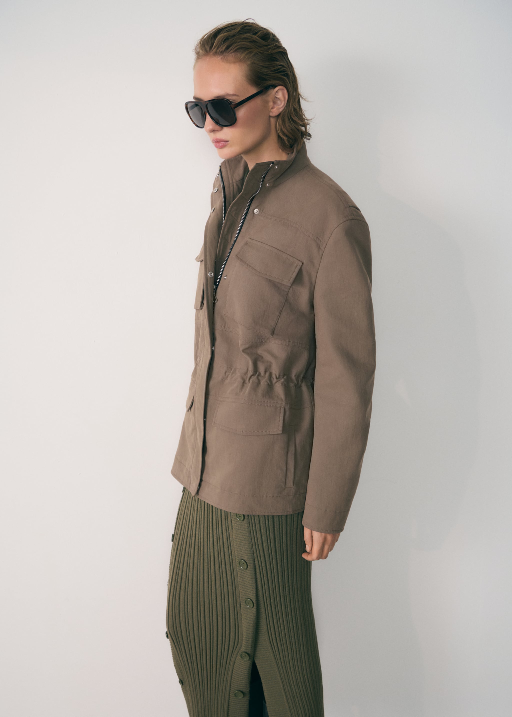 Turtleneck parka with pockets - Medium plane, Medium Brown. Ref: 77947938-00.