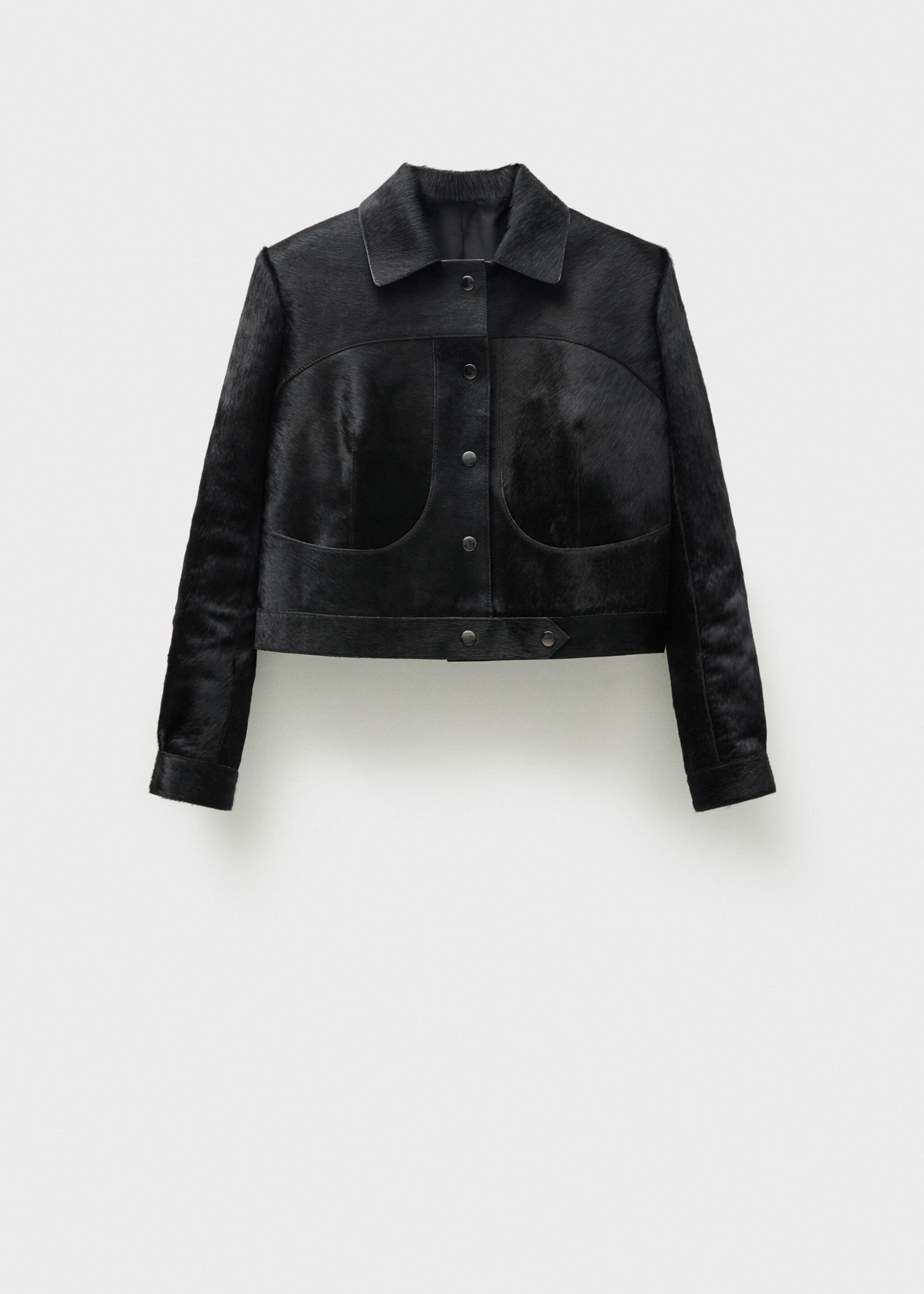 Fur leather jacket - Article without model, Black. Ref: 77956356-00.