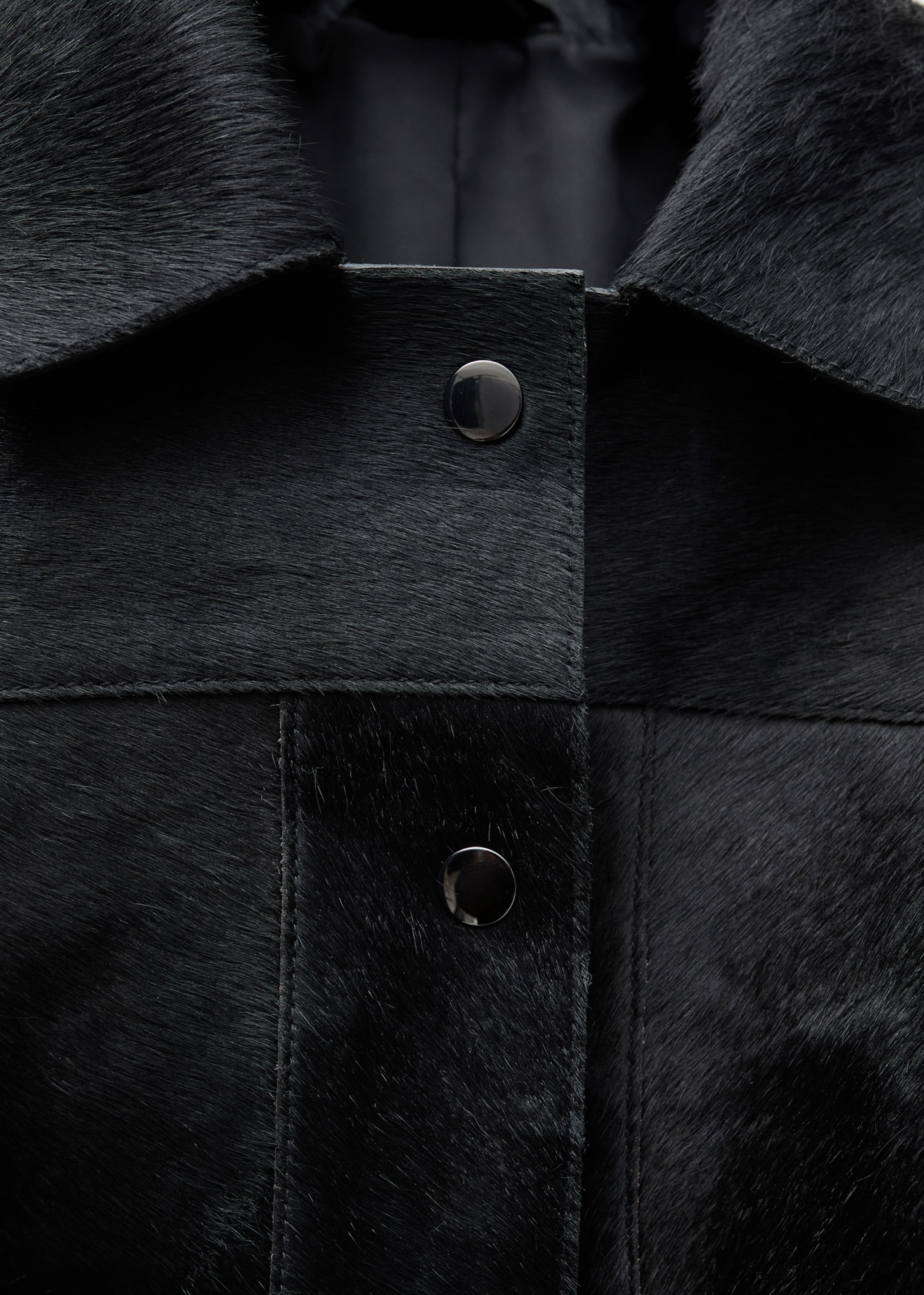 Fur leather jacket - Details of the article 8, Black. Ref: 77956356-00.
