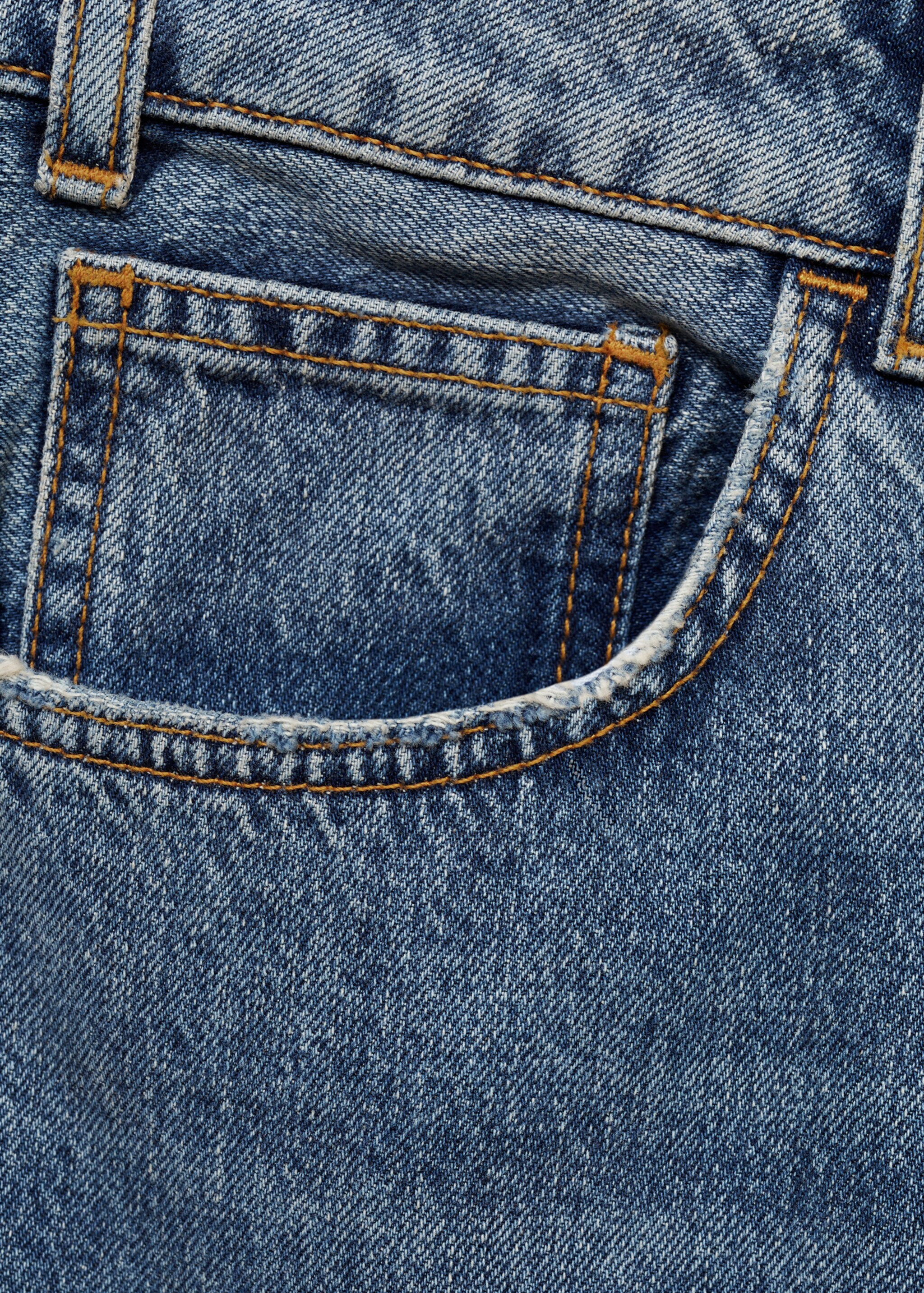 Medium-rise straight jeans with slits - Details of the article 8, Dark Blue. Ref: 77974068-00.
