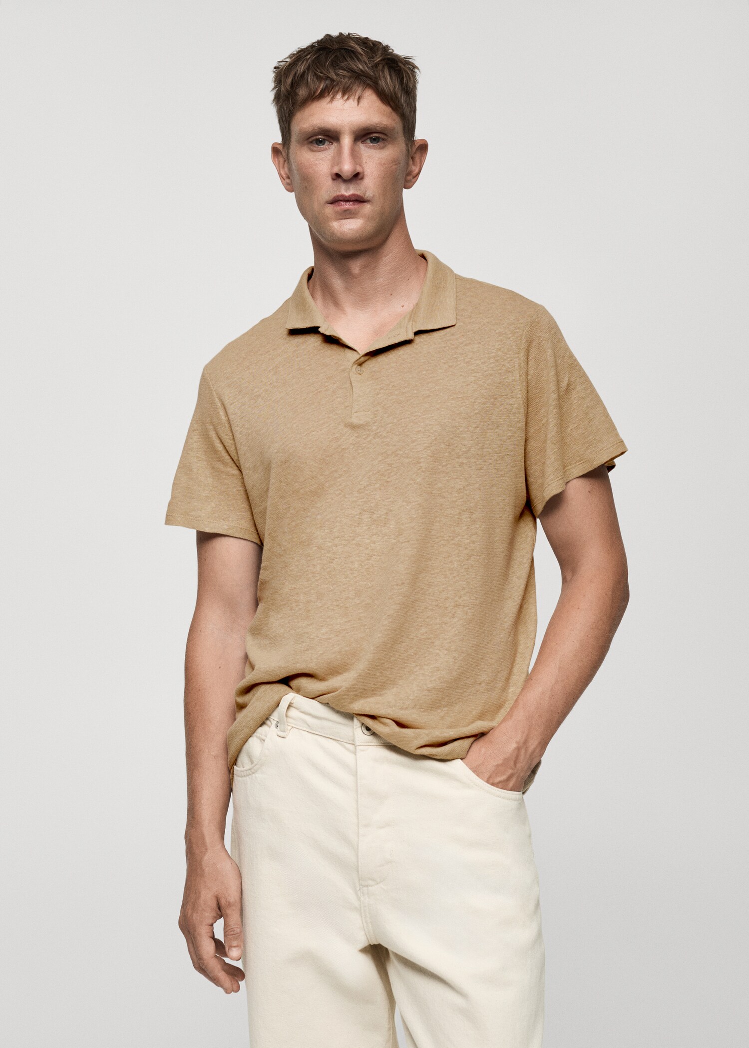 Polo slim fit 100 % lin - Plan moyen