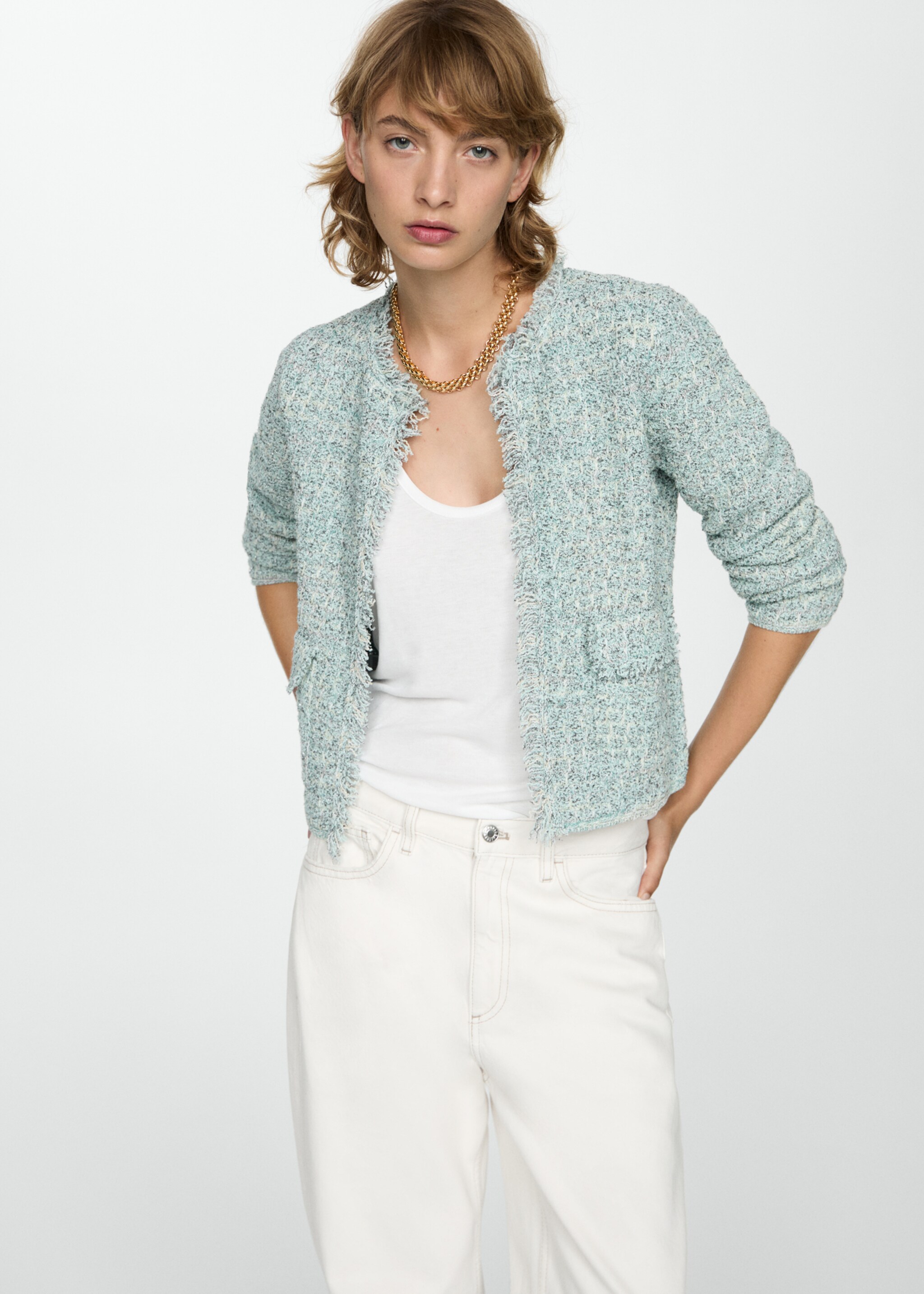 Tweed jasje met gerafelde afwerkingen - Middenvlak
