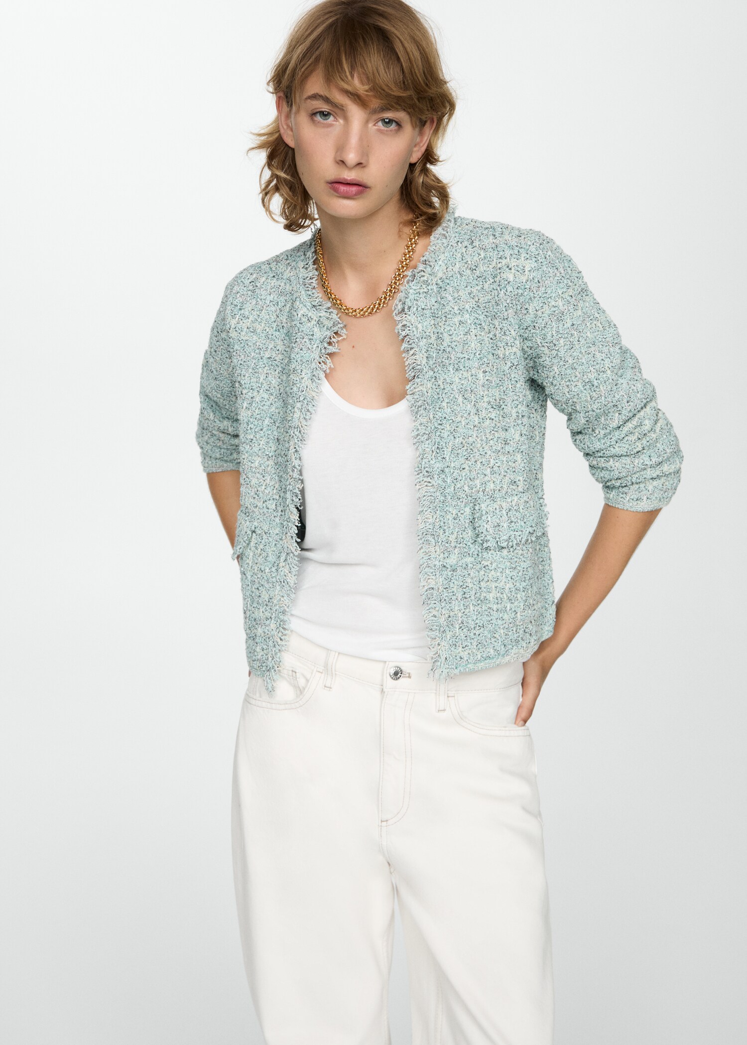 Tweed jacket with frayed ends - Medium plane