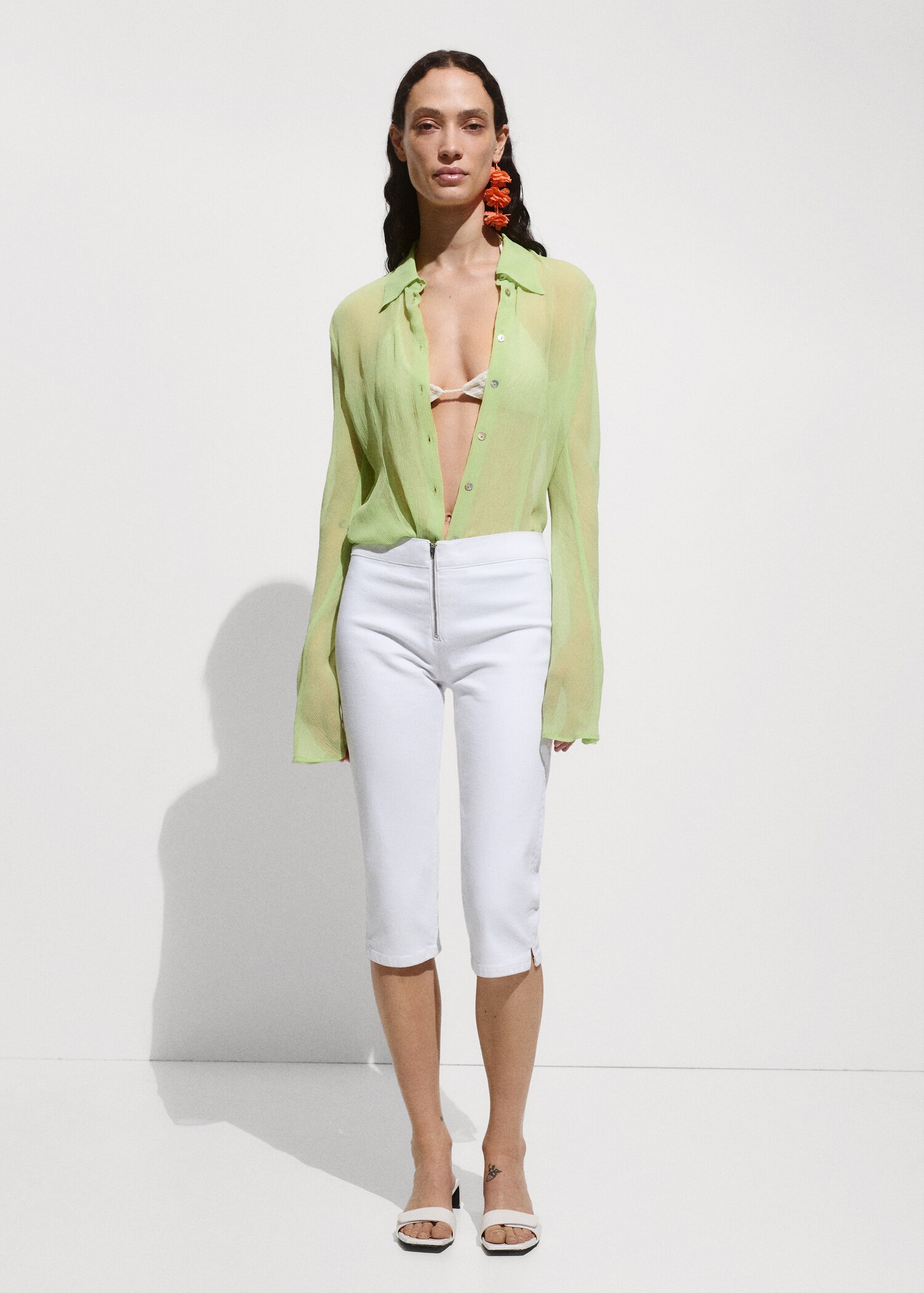 Slim-fit capri-jeans met rits - Overzichtstekening