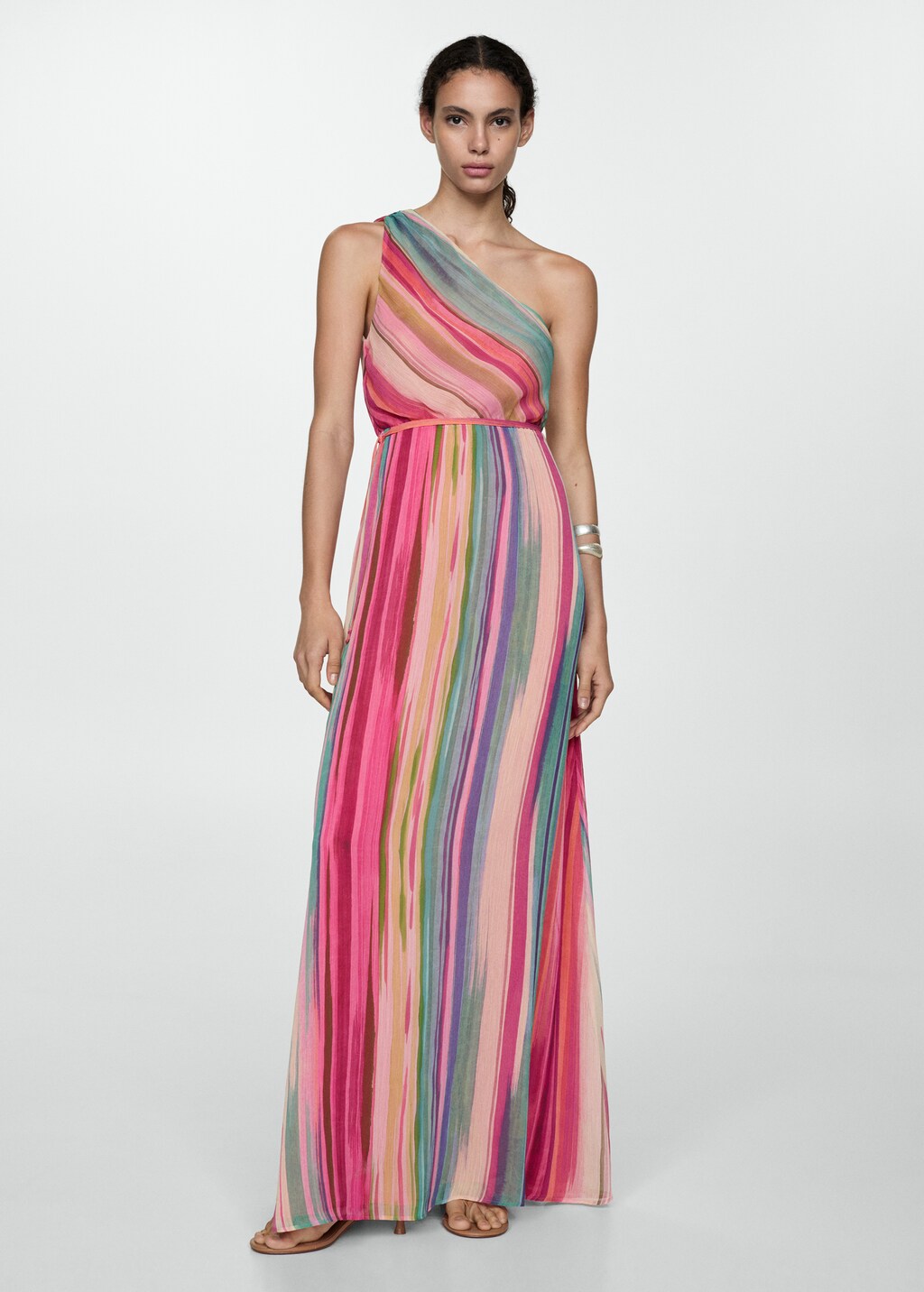 Striped asymmetrical dress - Women | MANGO OUTLET USA