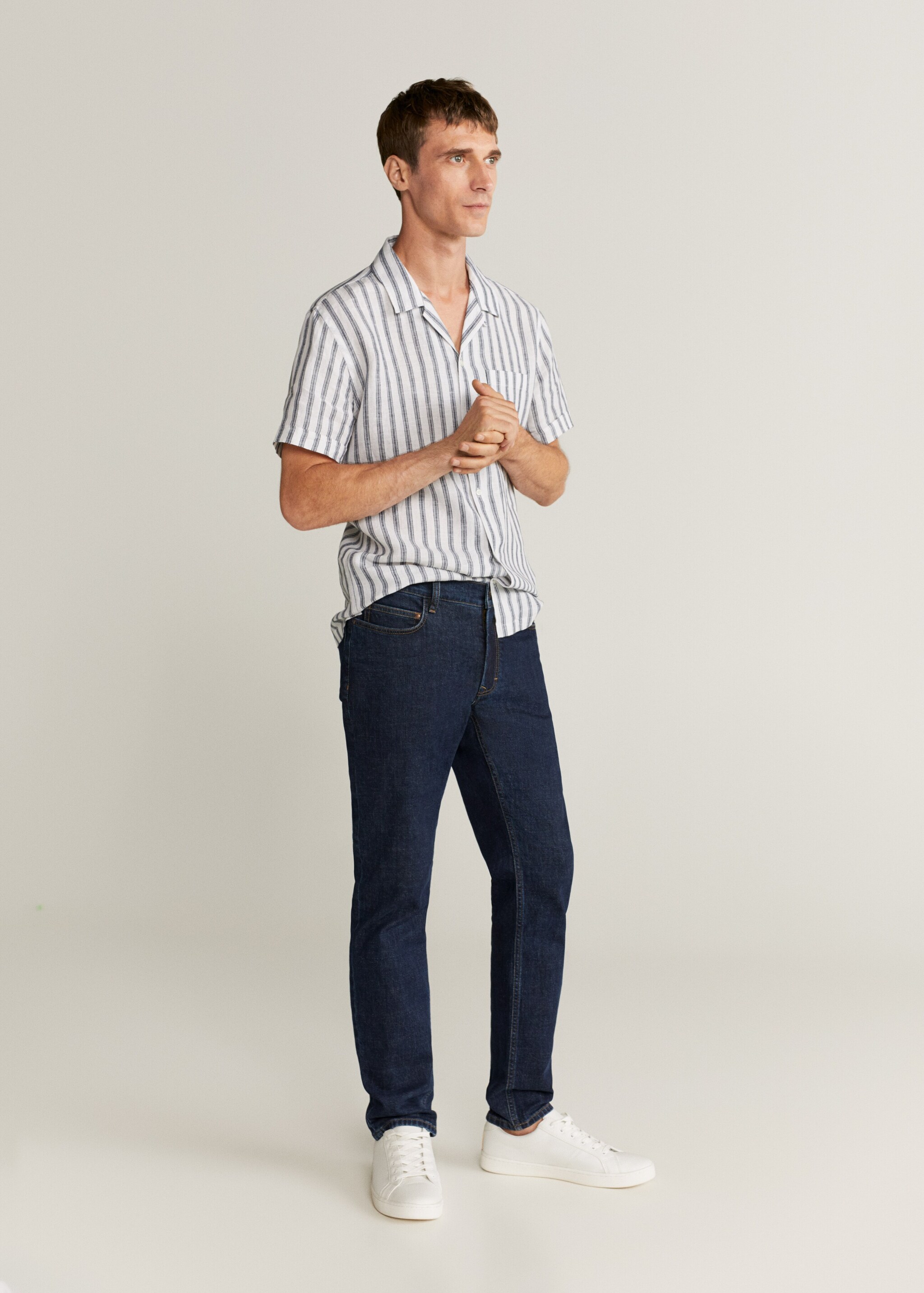 Camisa regular fit 100% lino rayas - Plano general