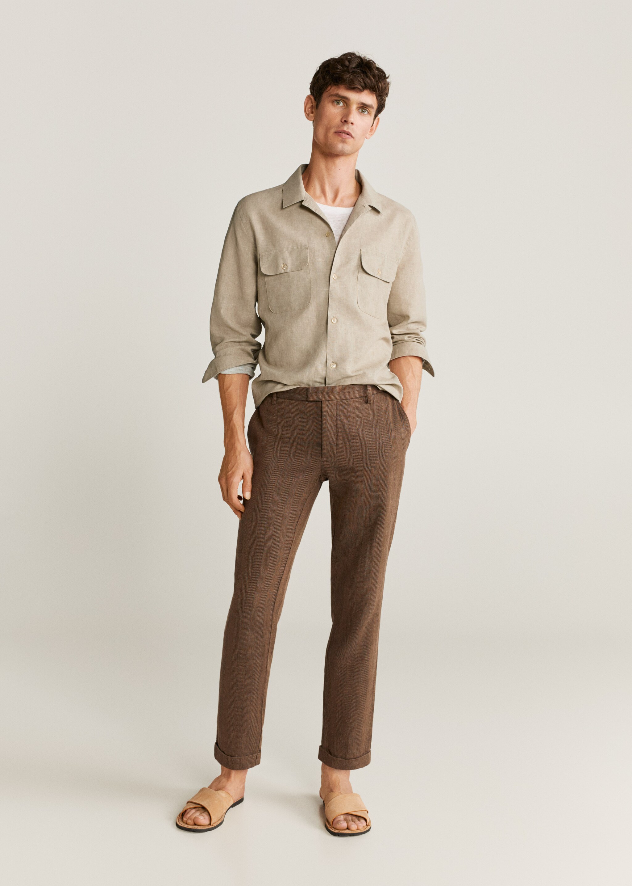 Sobrecamisa regular fit lino algodón - Plano general