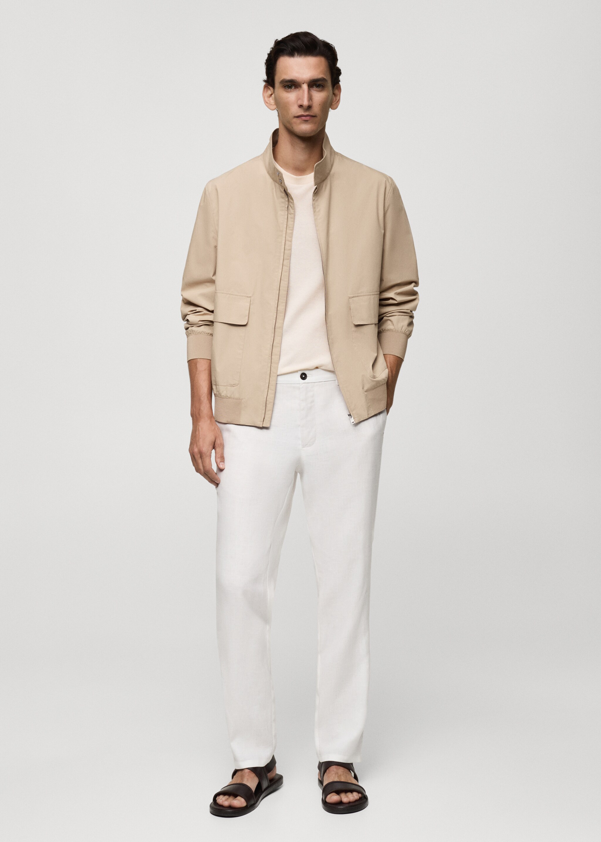100% cotton jacket with pockets - General plane, Beige. Ref: 77000569-00.